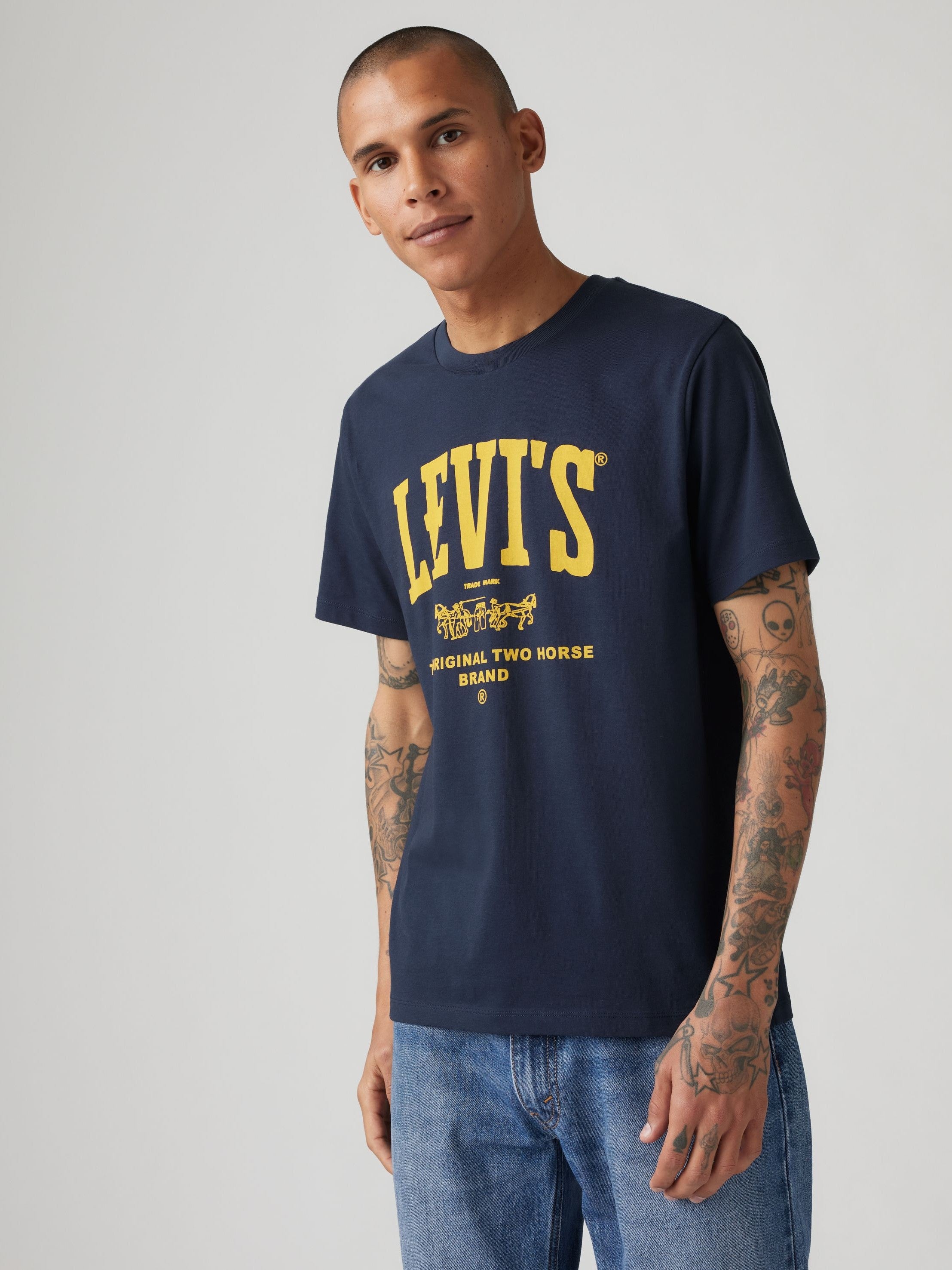 T-shirt ras du cou graphique - Bleu marine