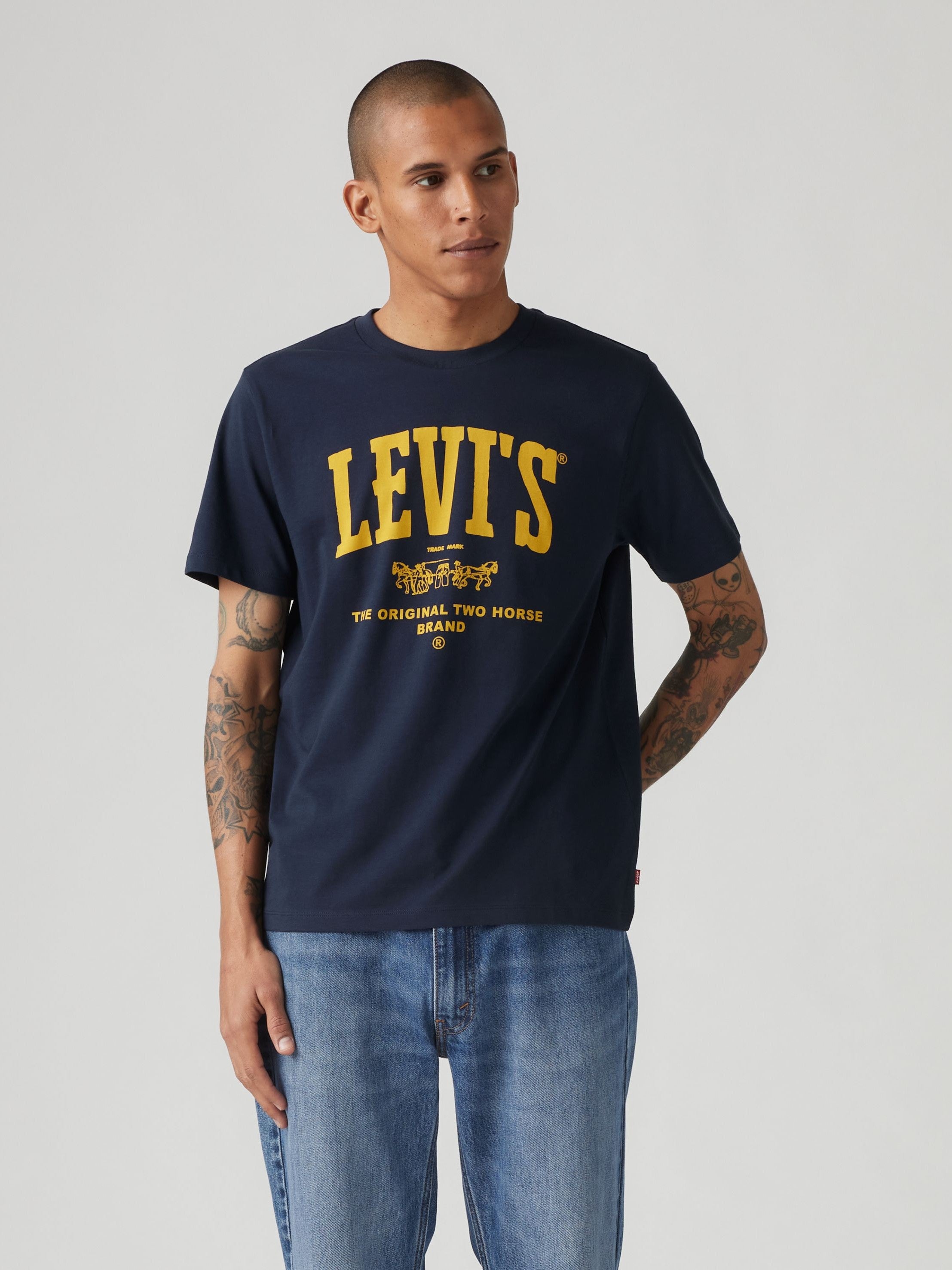 T-shirt ras du cou graphique - Bleu marine