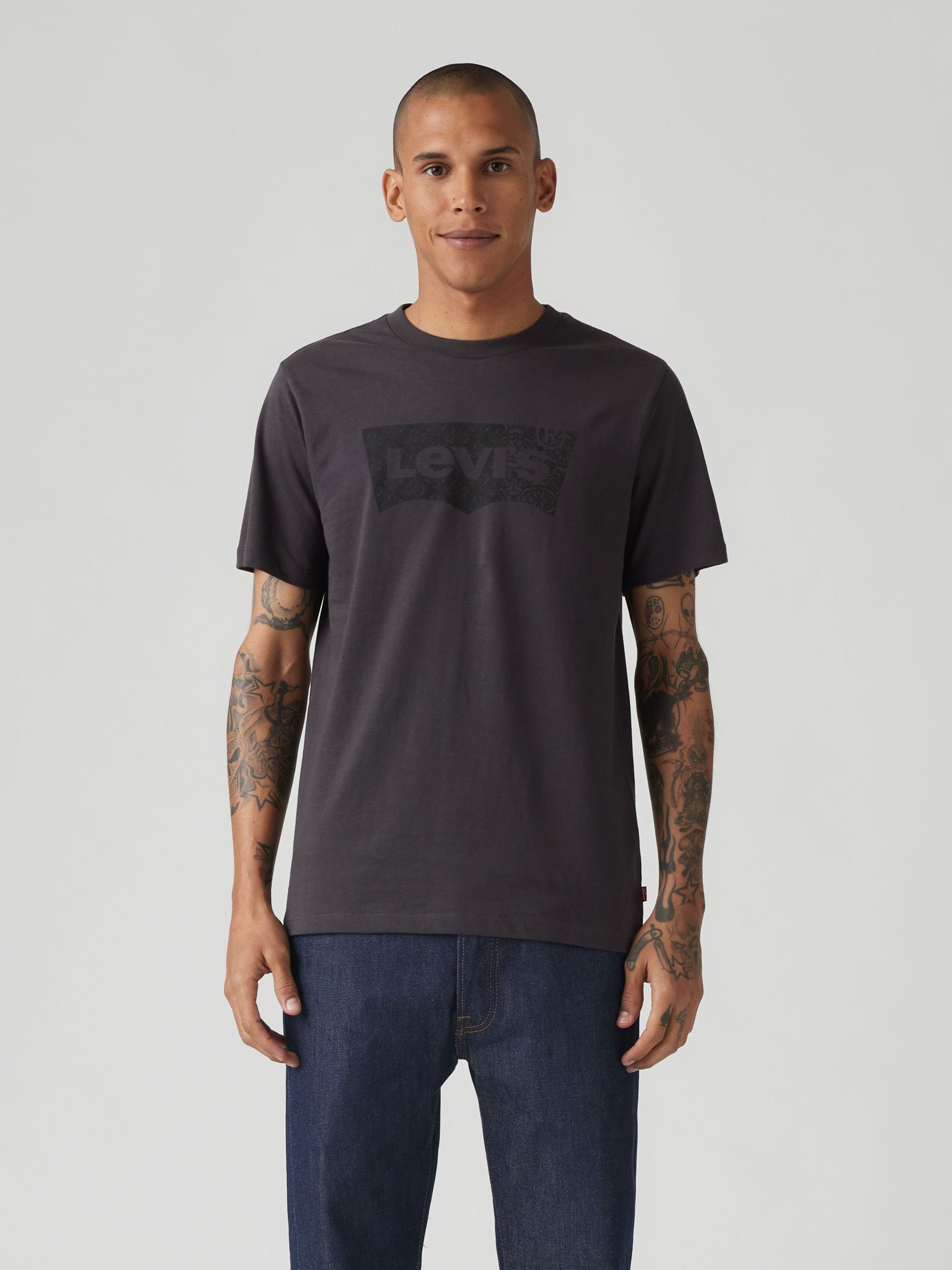 T-shirt ras du cou graphique - Gris foncé