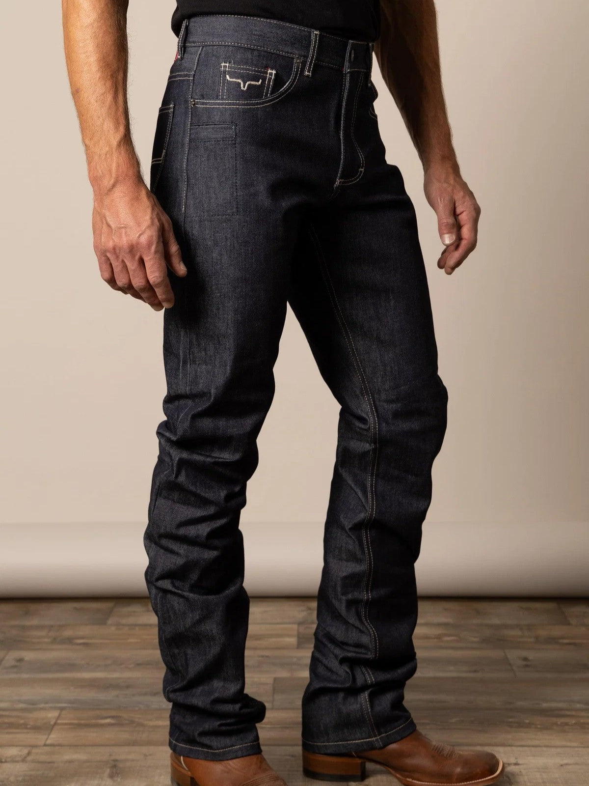Kimes Ranch Raw James – Jeans pour homme à coupe droite et évasée pour bottes