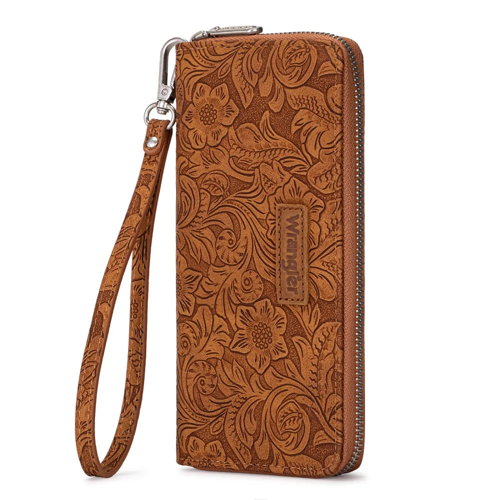 Wrangler Floral Tooled Wristlet Wallet