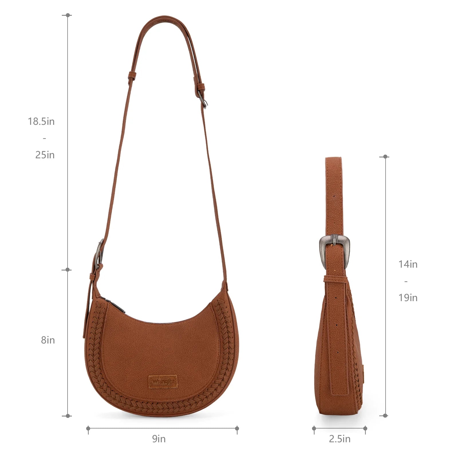 Sac bandoulière Wrangler Whipstitch Crescent - Marron