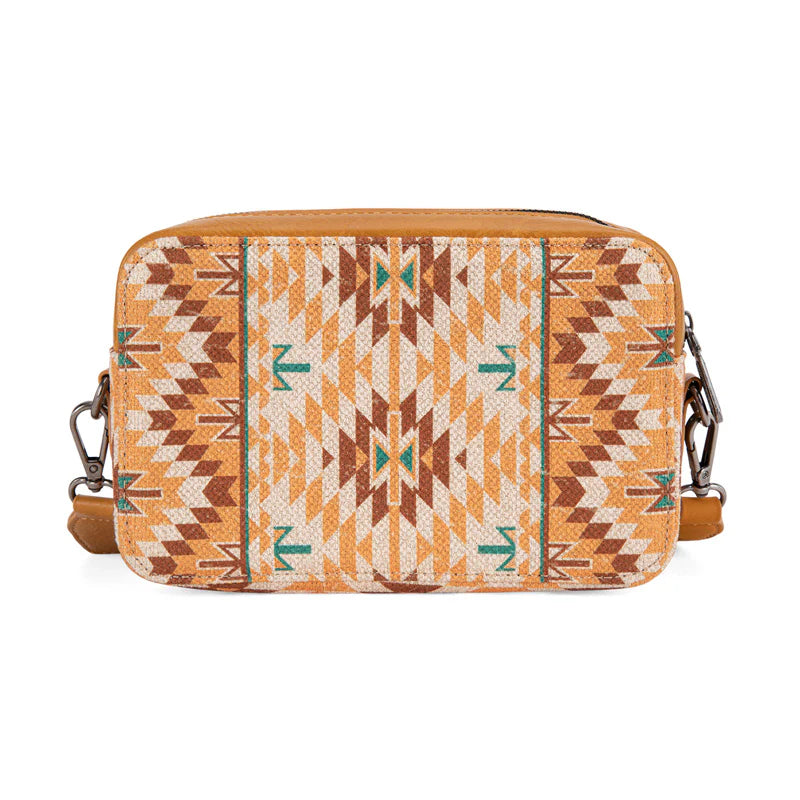 Sac à main Wrangler à bandoulière double face avec motif sud-ouest et compartiment portefeuille - Jaune