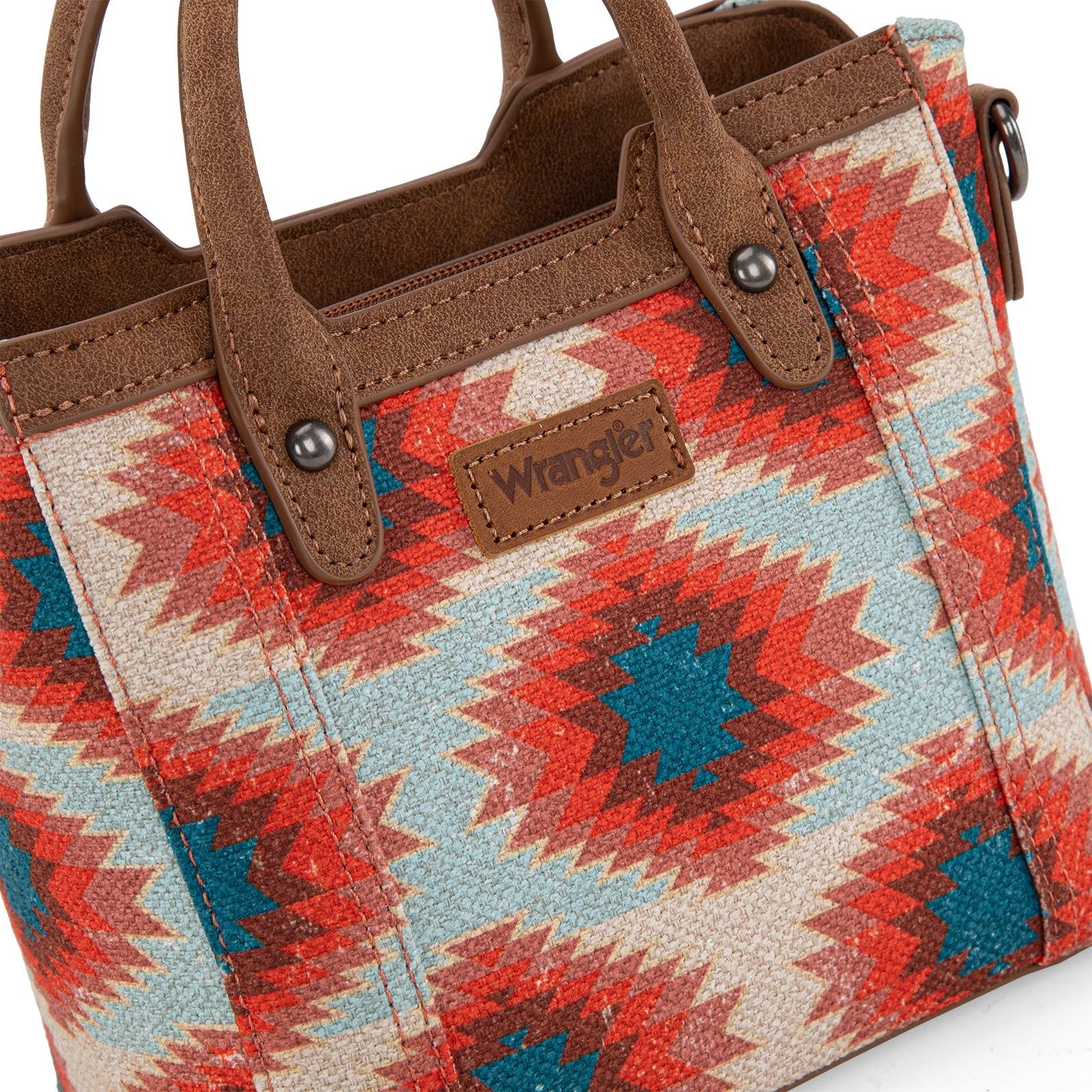 Wrangler Aztec Distressed Print Dual Sided Print Mini Tote/Crossbody - Red