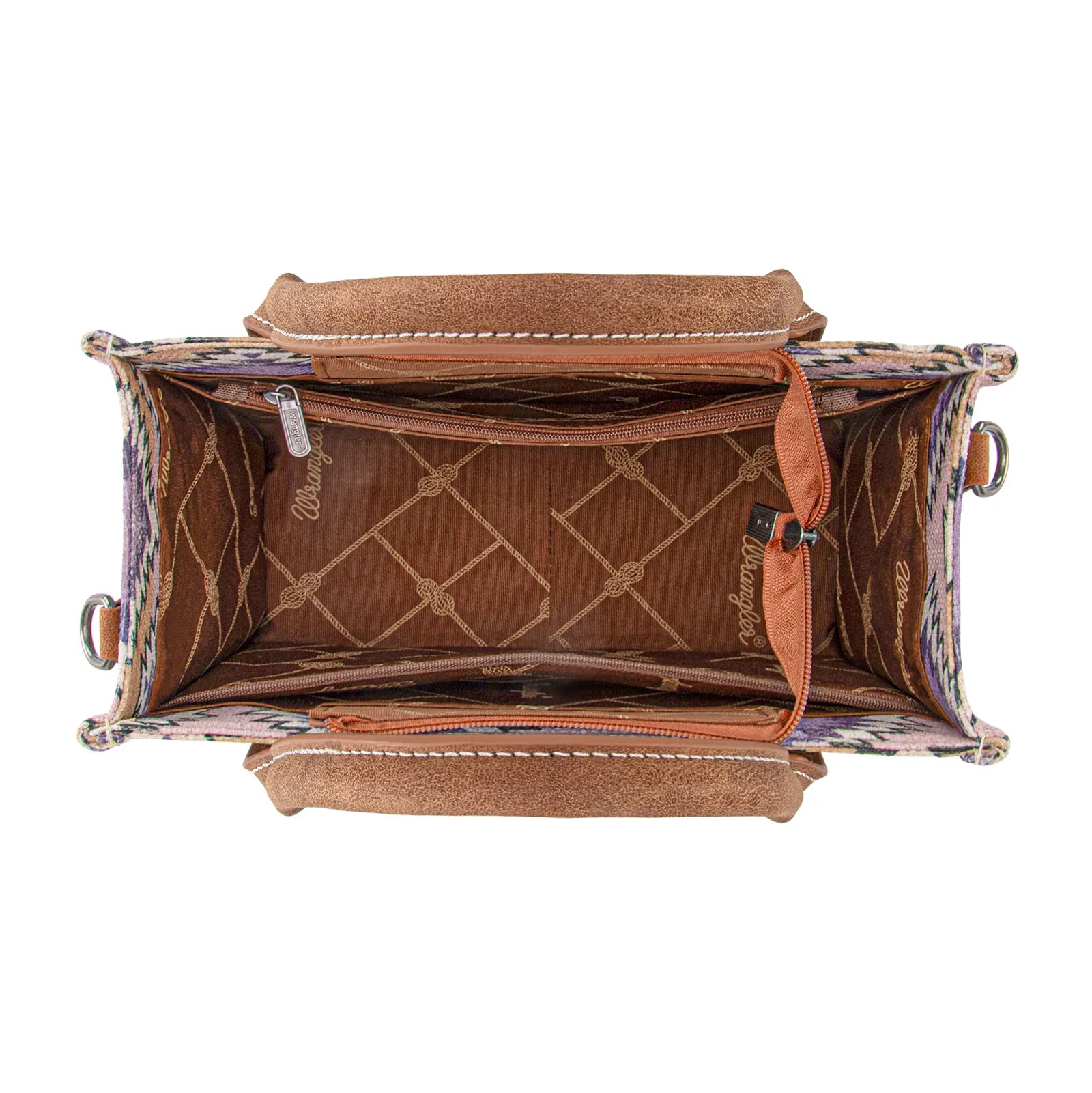Wrangler Aztec Distressed Print Dual Sided Print -Tote/Crossbody - Purple