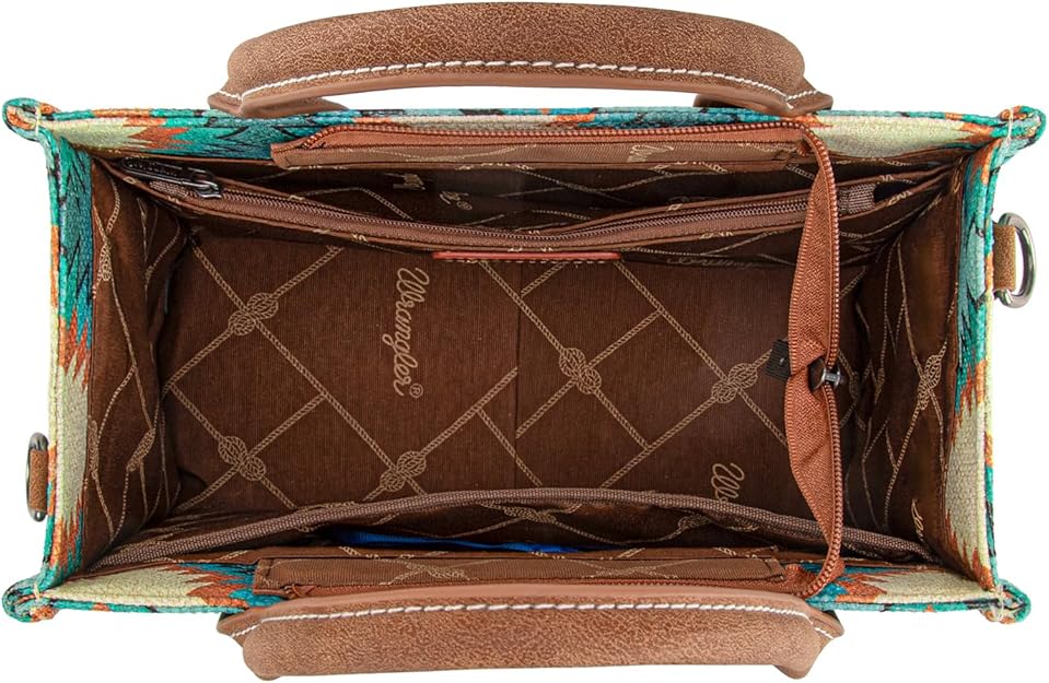Sac cabas/sac à bandoulière Wrangler Aztec à motif vieilli double face - Turquoise