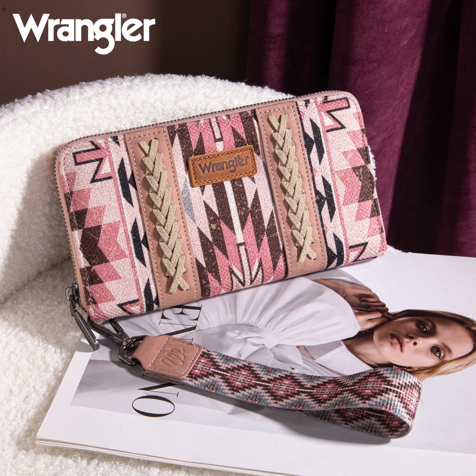 Portefeuille Wrangler Southwestern Art Print - Rose foncé