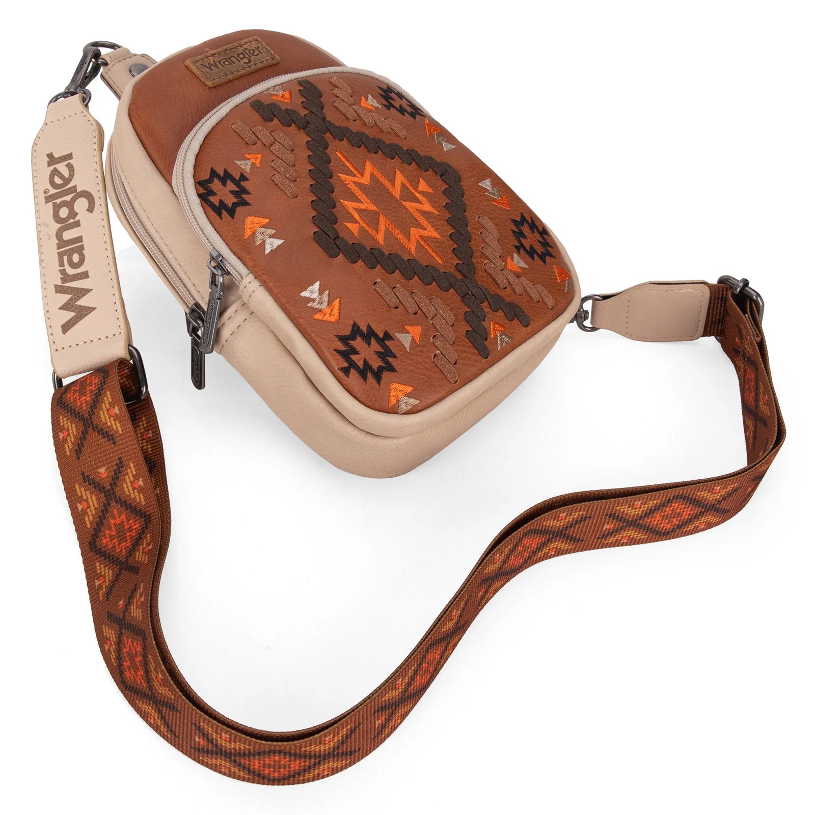 Wrangler Southwestern Embroidered Sling Bag - Brown