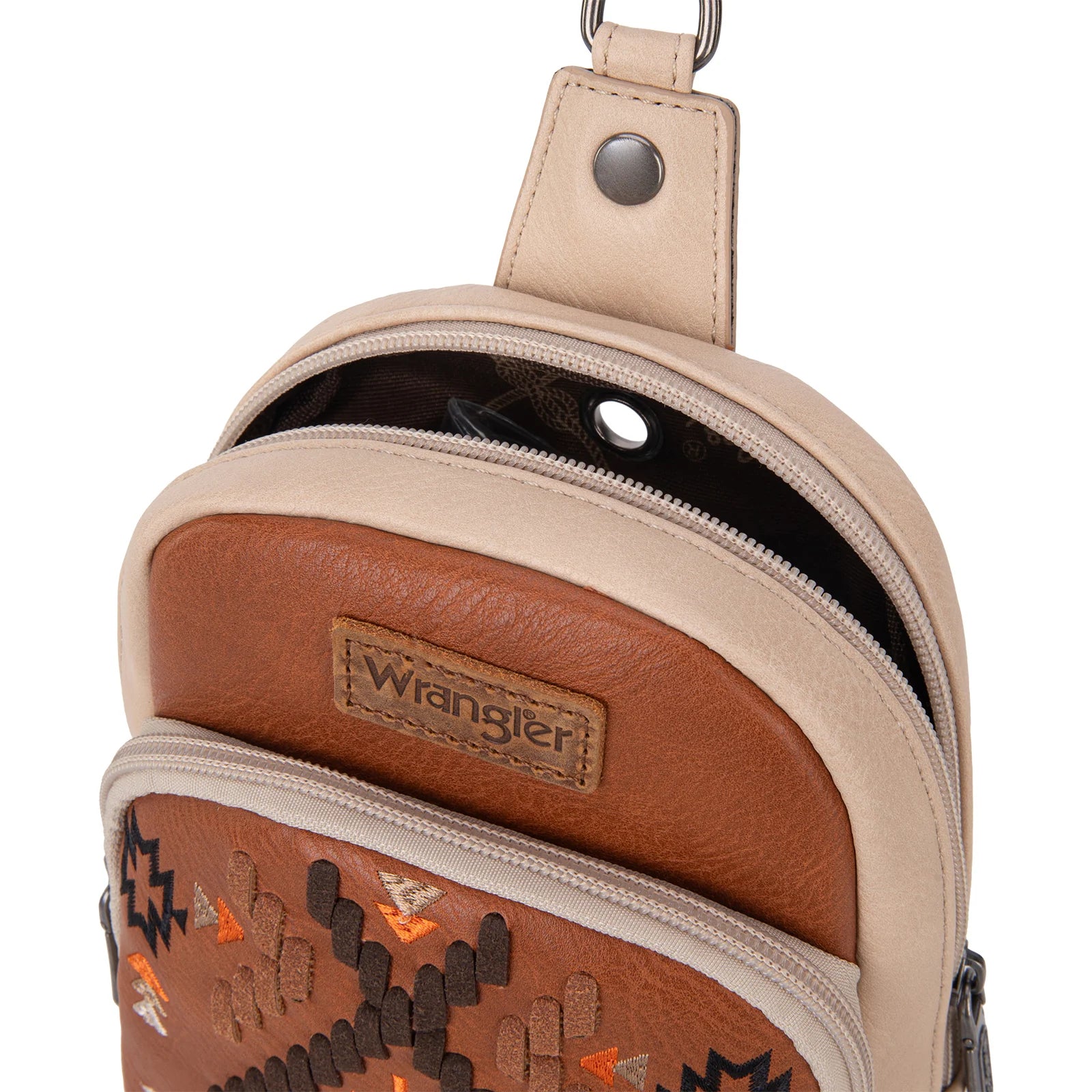 Wrangler Southwestern Embroidered Sling Bag - Brown
