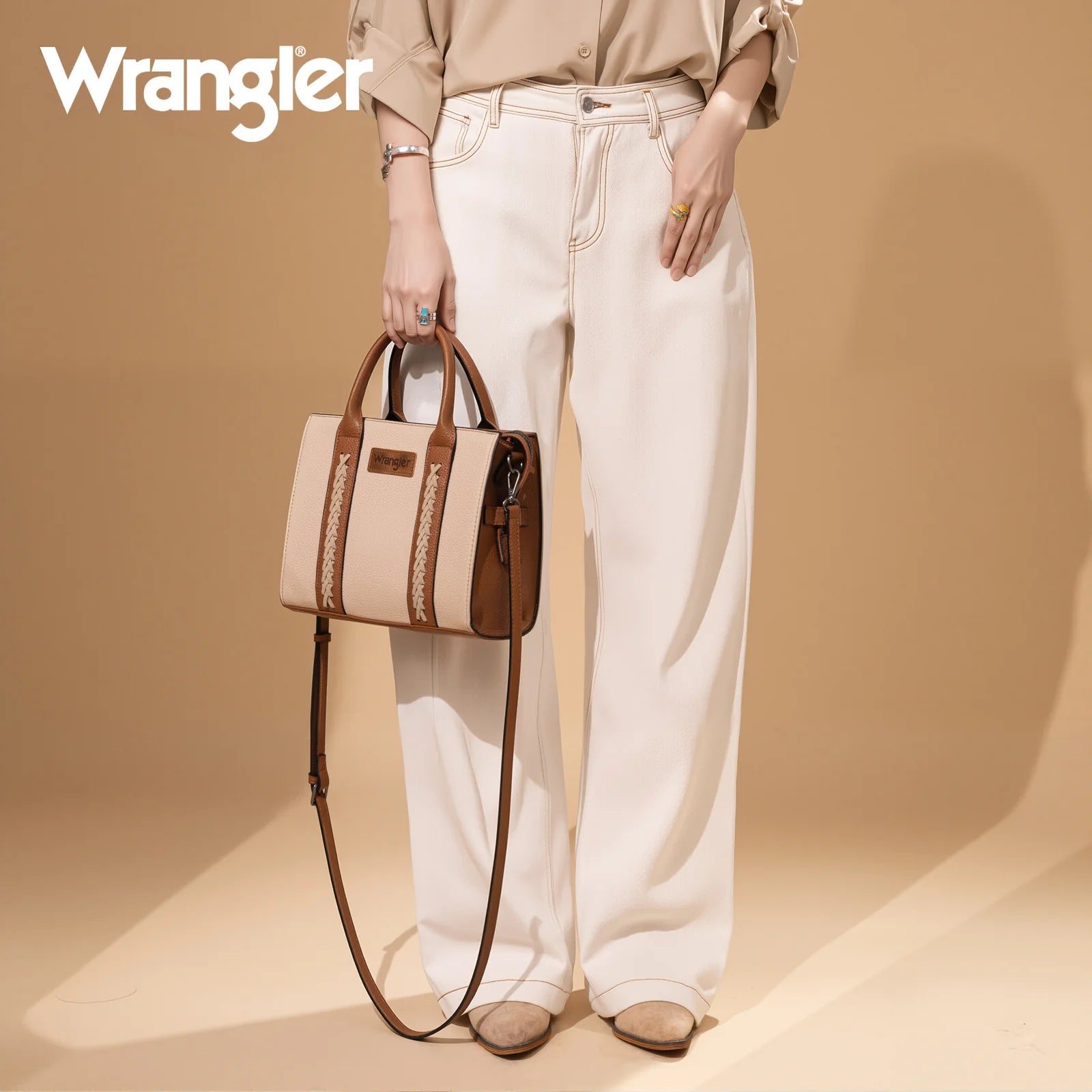 Sac fourre-tout en cuir Wrangler - Tan