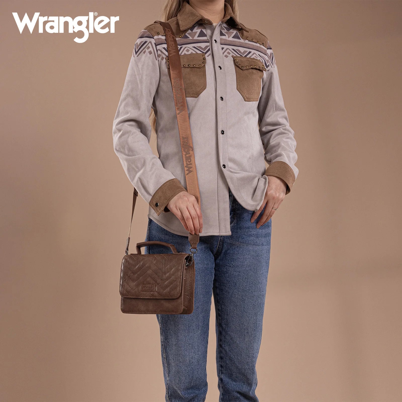 Ensemble 3 pièces Wrangler : mini sac bandoulière, portefeuille et porte-cartes à poignée supérieure - CF