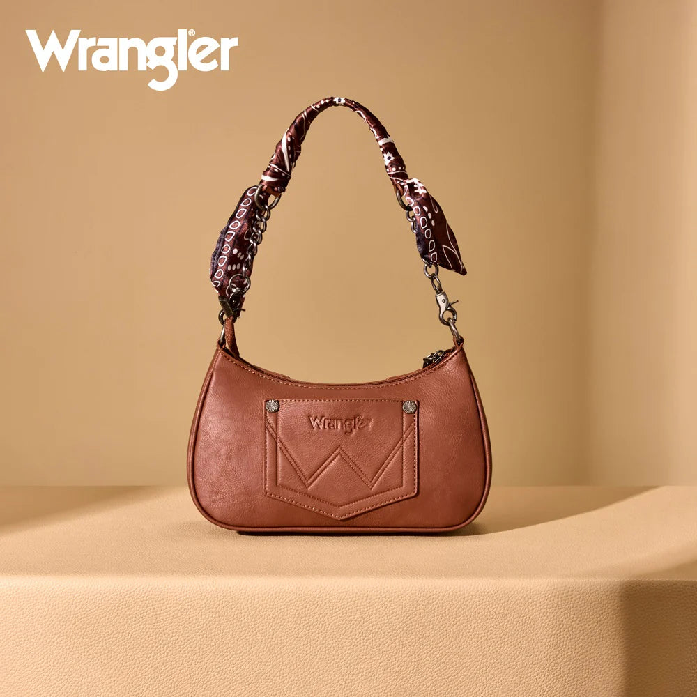 Wrangler Braided Paisley Bandana Shoulder Bag - Brown