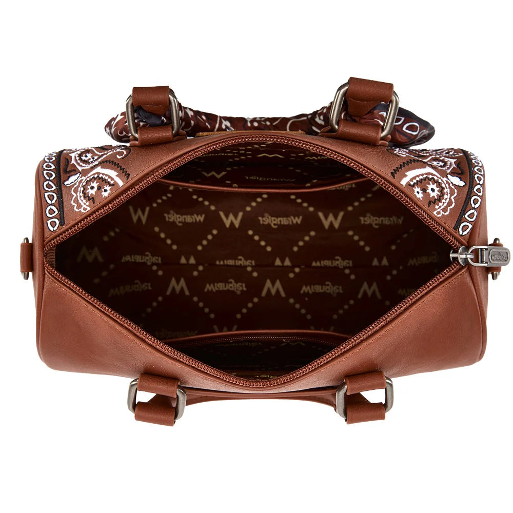 Wrangler Braided Paisley Bandana Boston Bag - Brown
