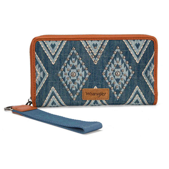 Wrangler Aztec Studded Wallet/Wristlet - Jean