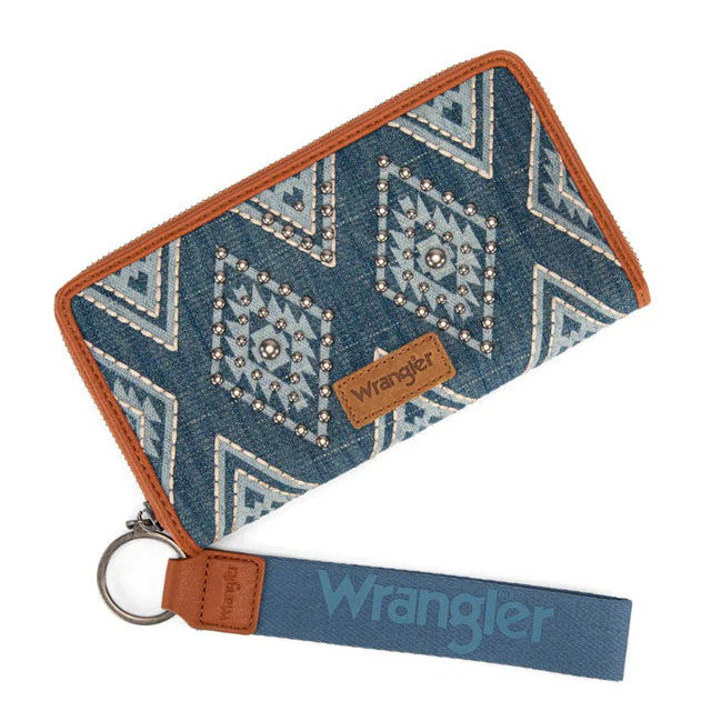 Wrangler Aztec Studded Wallet/Wristlet - Jean