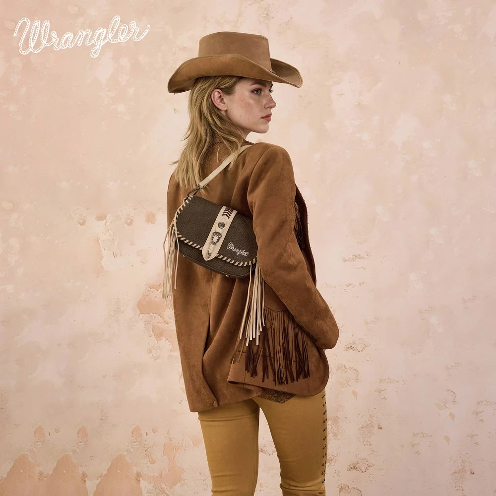 Wrangler Braided Tassel Saddle Crossbody Bag