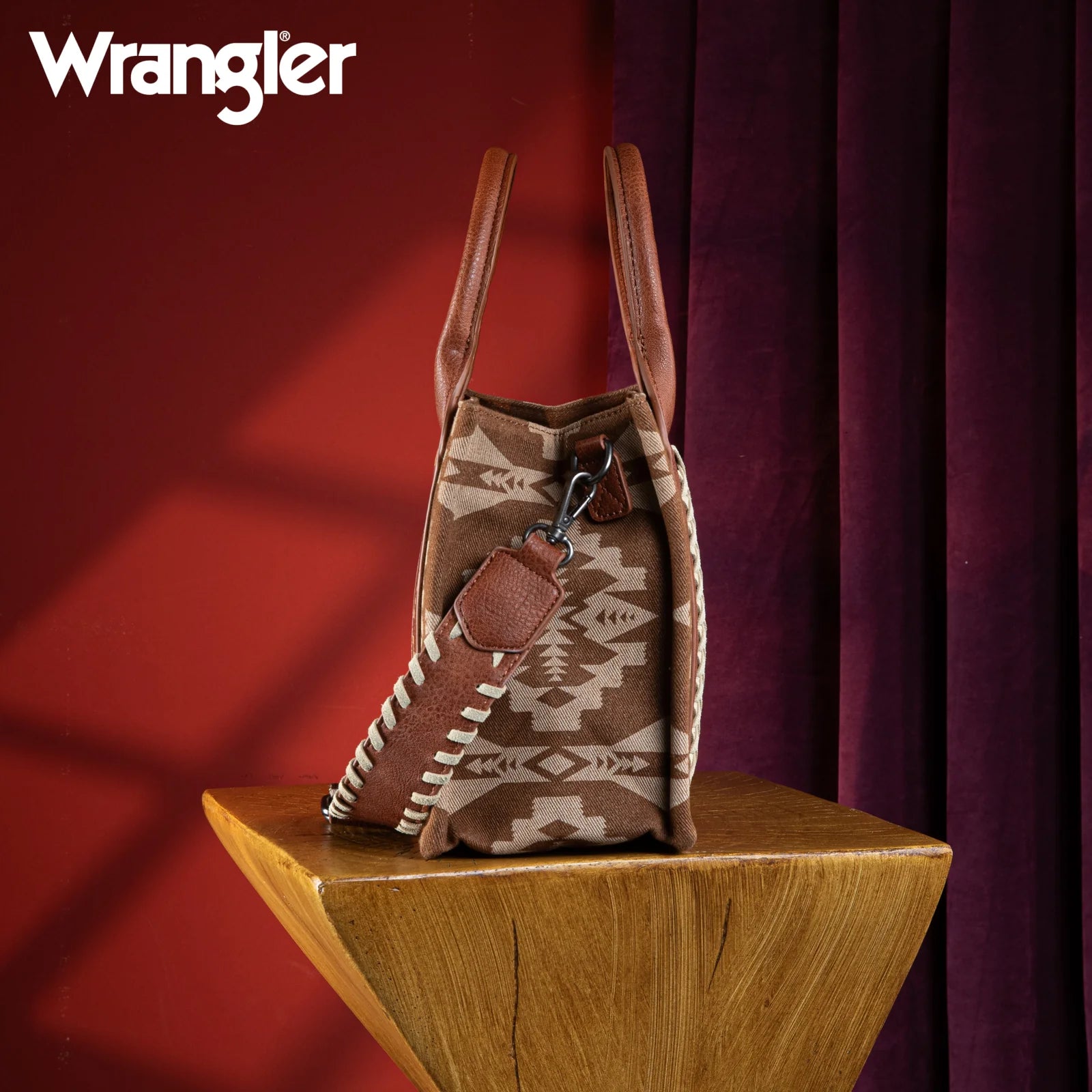 Petit sac cabas/sac à bandoulière en toile à motif sud-ouest Wrangler - Brun