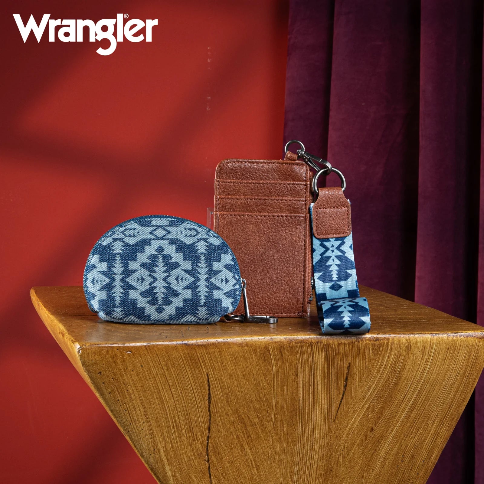 Wrangler Southwestern Art Print Dual Pouch Wristlet - Jean