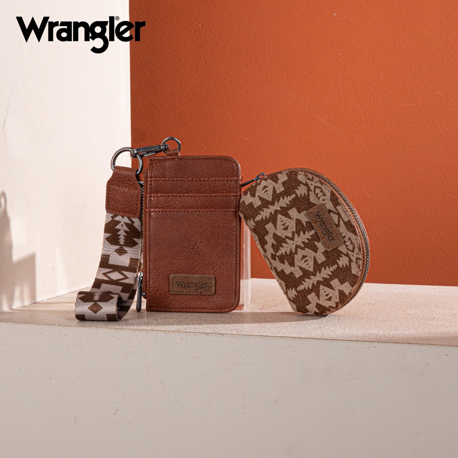Wrangler Southwestern Art Print Dual Pouch Wristlet - BR