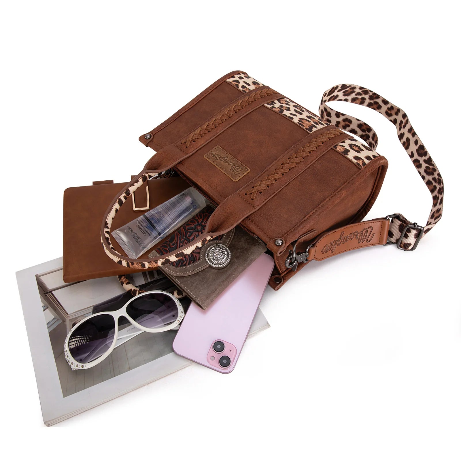 Wrangler Leopard Print Concealed Carry Tote/Crossbody