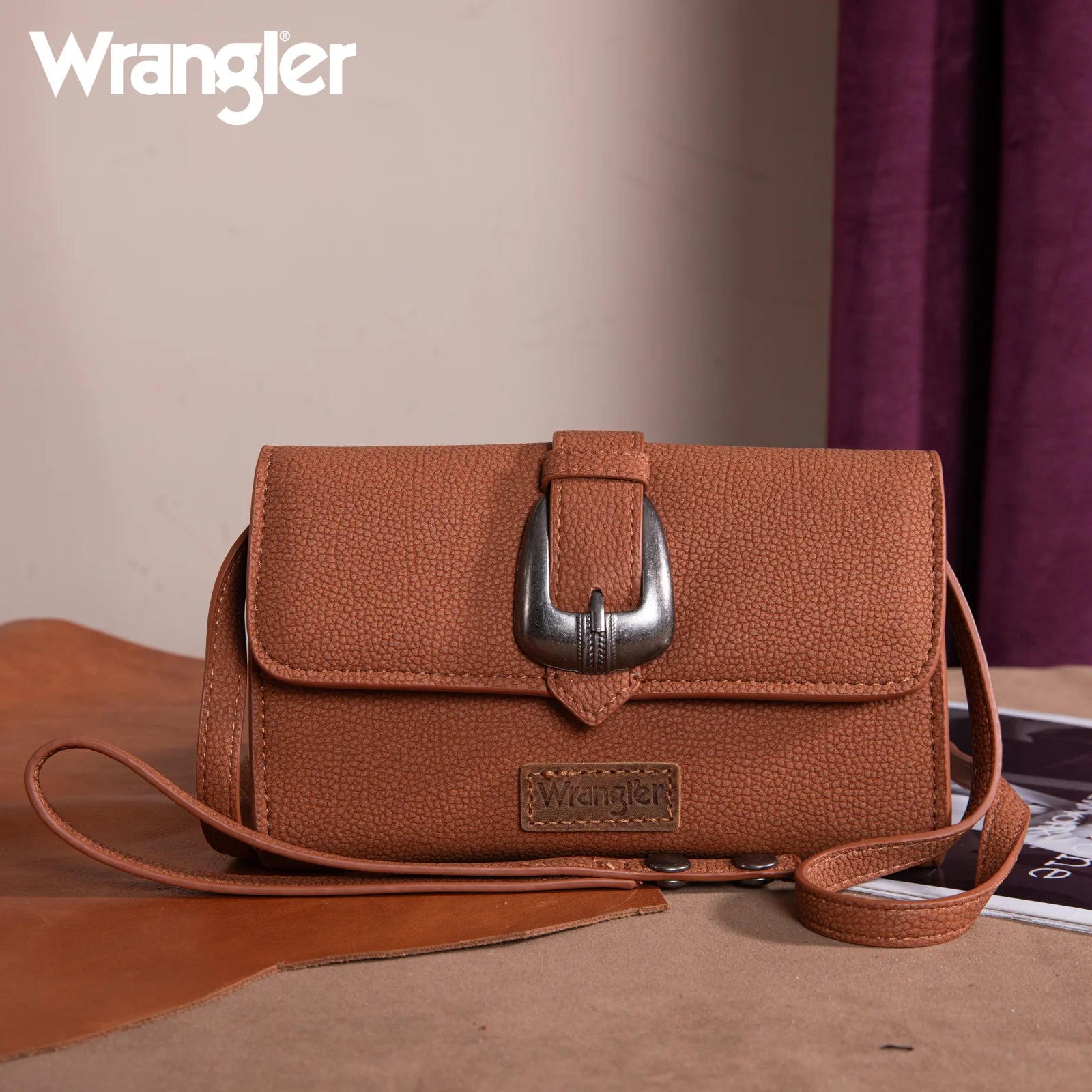 Portefeuille/sac bandoulière Wrangler Buckle - Marron
