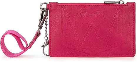Wrangler Solid Color Key Chain Wristlet Card Wallet Hot Pink