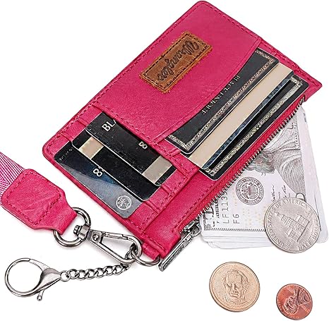 Wrangler Solid Color Key Chain Wristlet Card Wallet Hot Pink