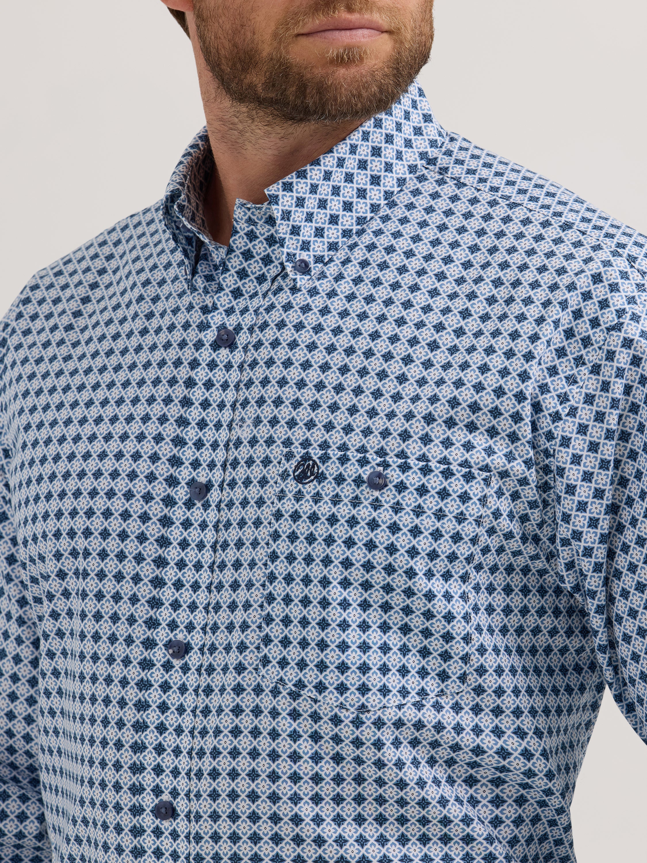 Wrangler® Classics Long Sleeve Shirt - Relaxed Fit - Blue