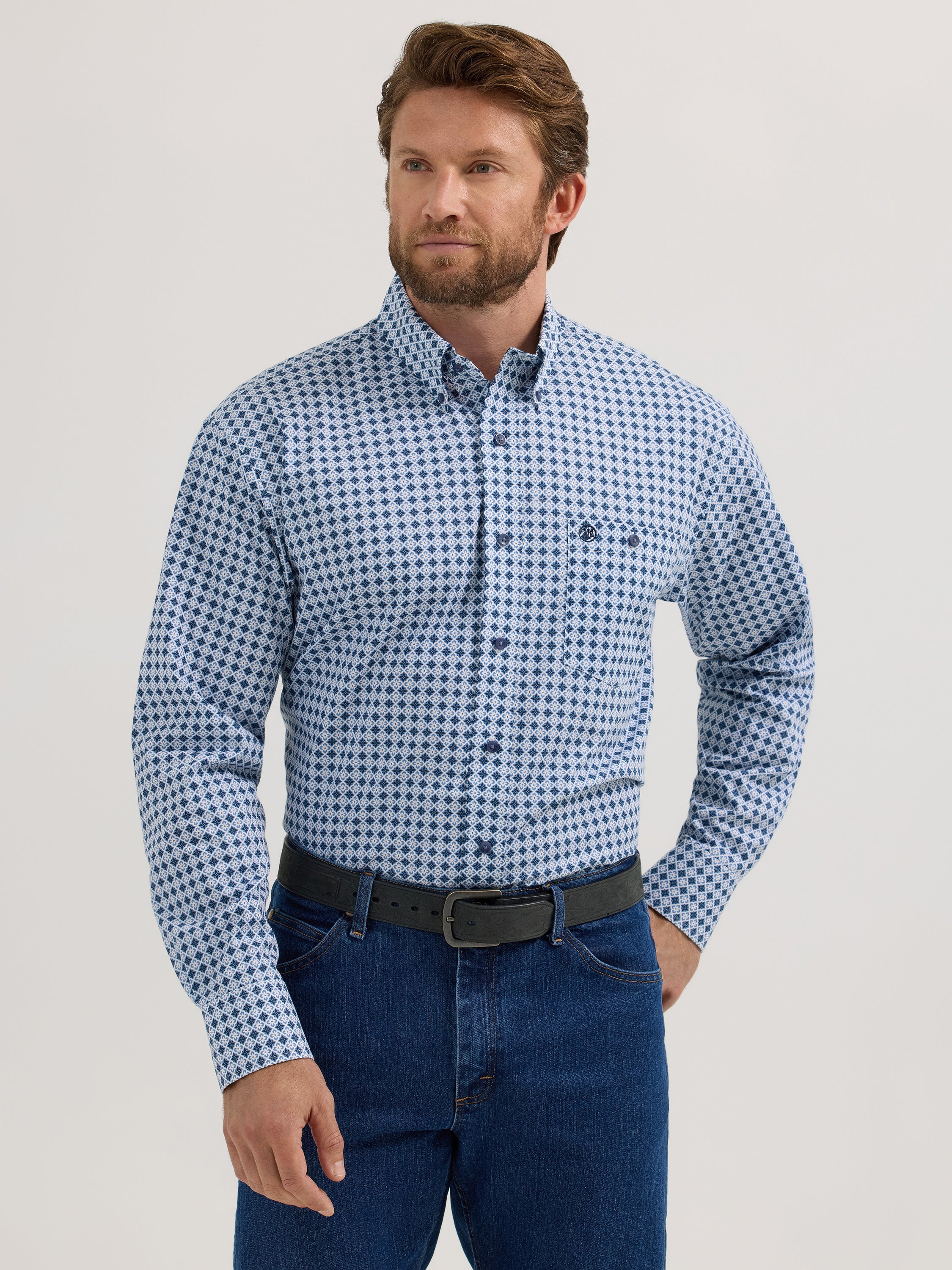 Wrangler® Classics Long Sleeve Shirt - Relaxed Fit - Blue