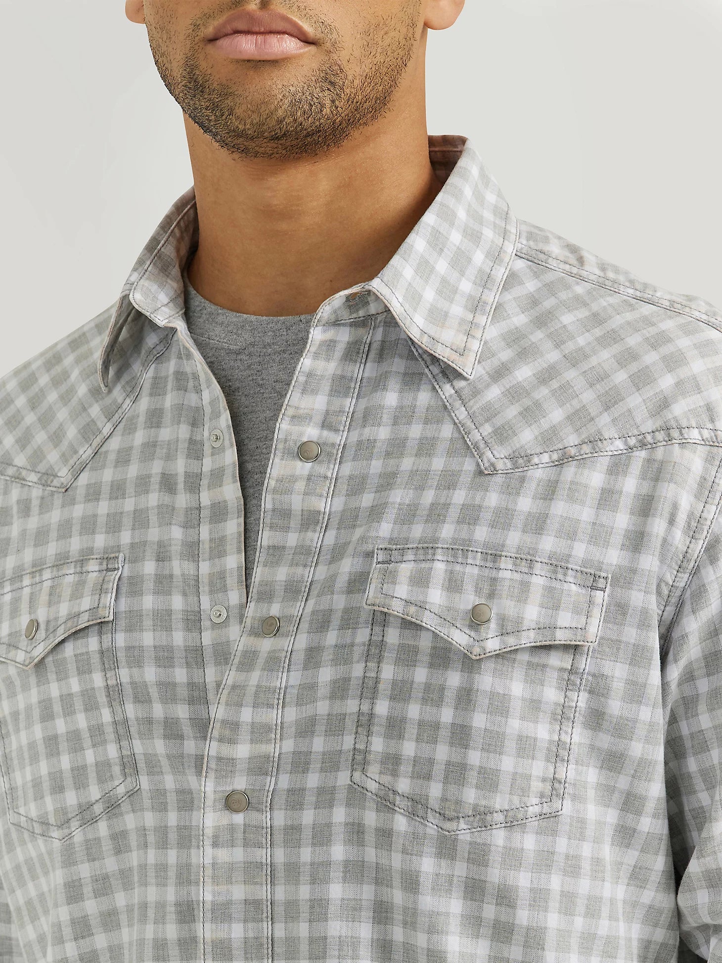 Wrangler Retro® Premium Long Sleeve Shirt - Modern Fit - Grey