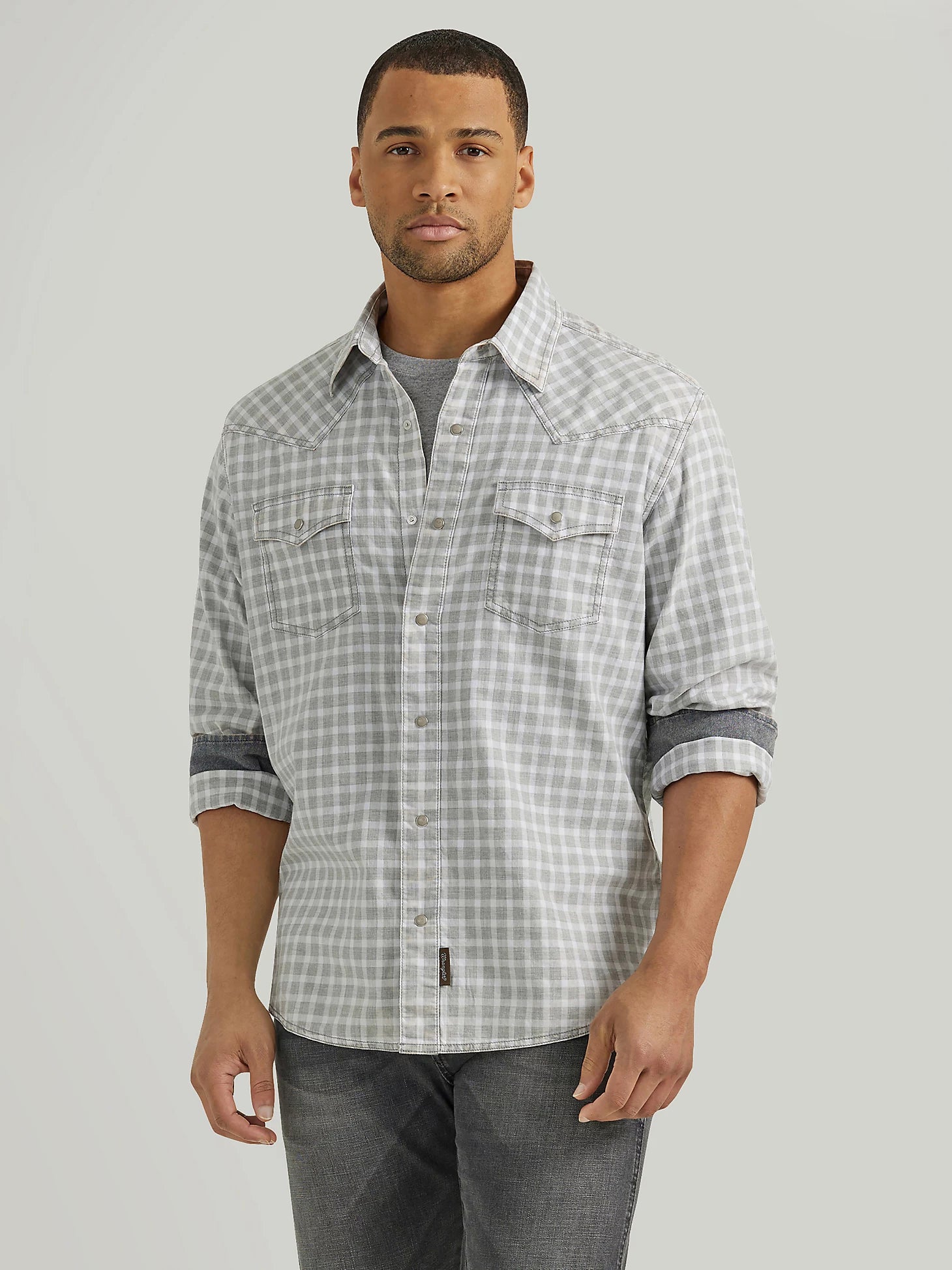 Wrangler Retro® Premium Long Sleeve Shirt - Modern Fit - Grey