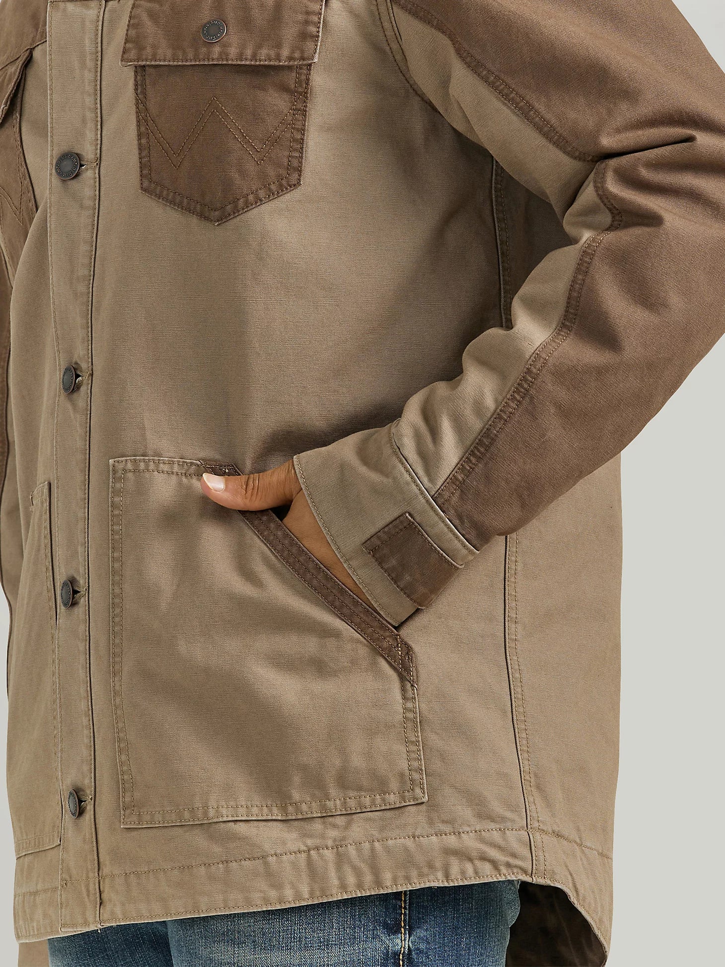 Wrangler® Mixed Canvas Chore Coat - Sandstone