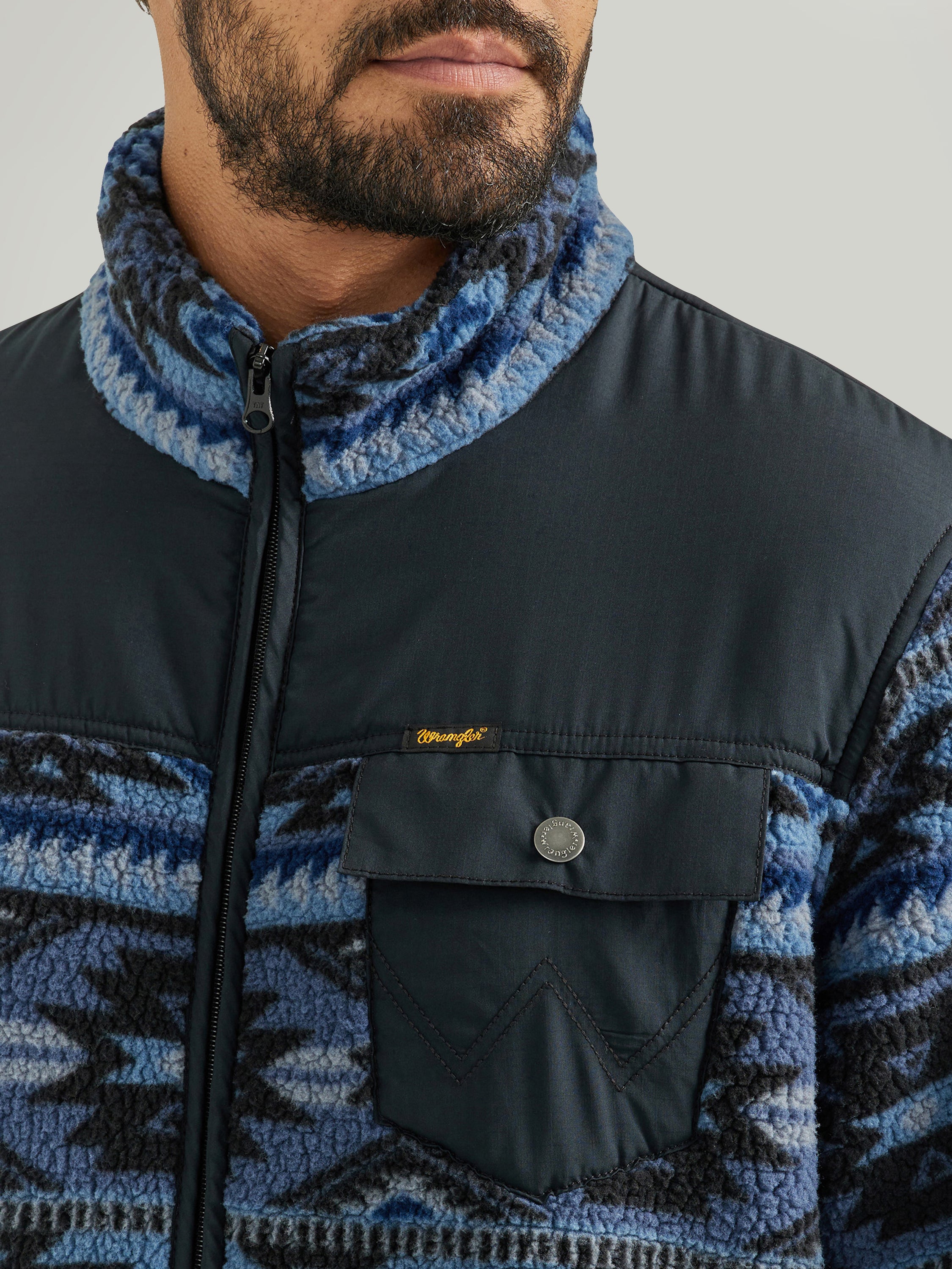 Wrangler® Mixed Sherpa Zip Up - Blue Shadow