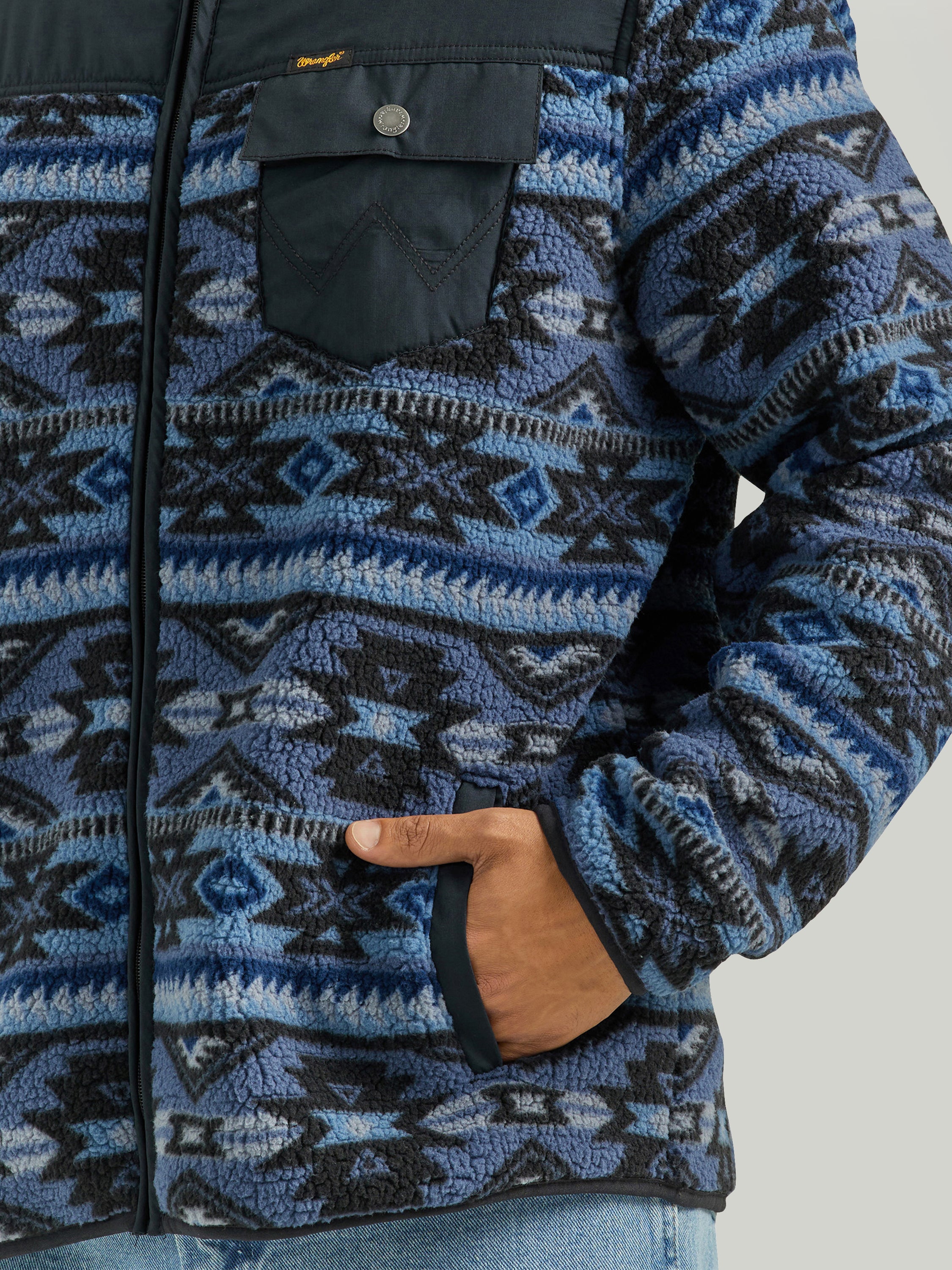 Wrangler® Mixed Sherpa Zip Up - Blue Shadow