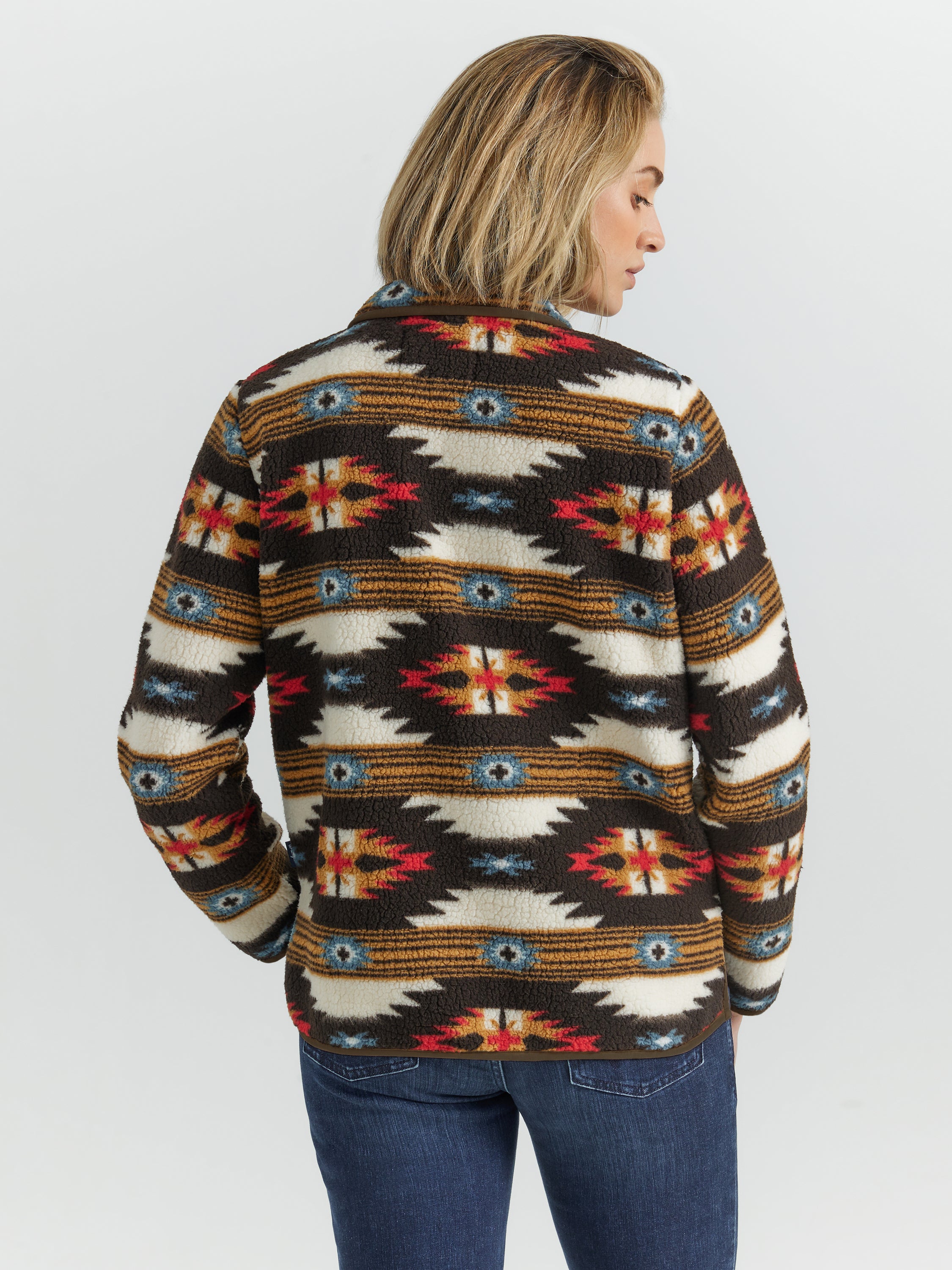 Wrangler Retro® Americana Sherpa Pullover - Brown/Red/Blue