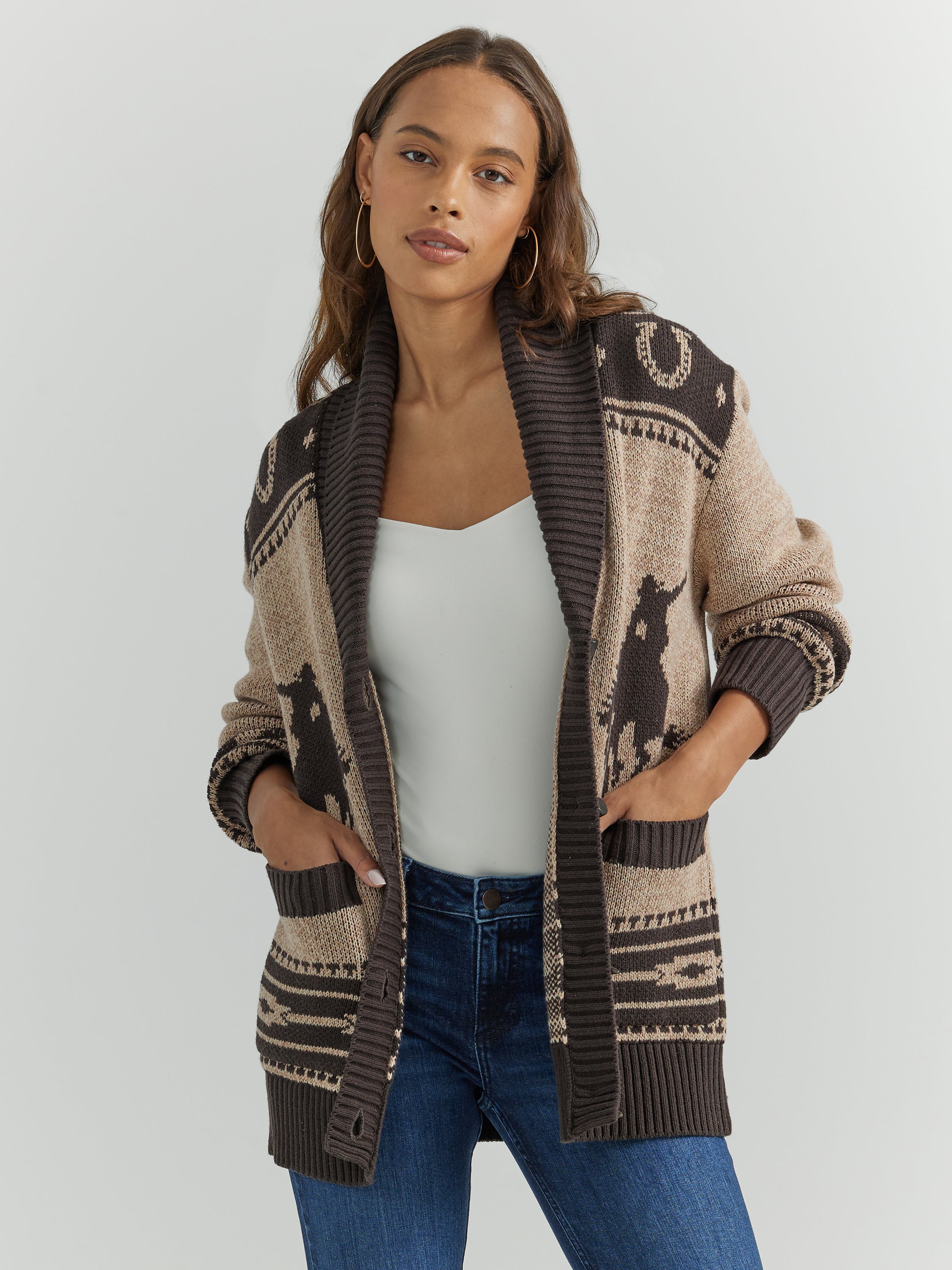 Wrangler Retro® Western Vintage Cardigan - Brown