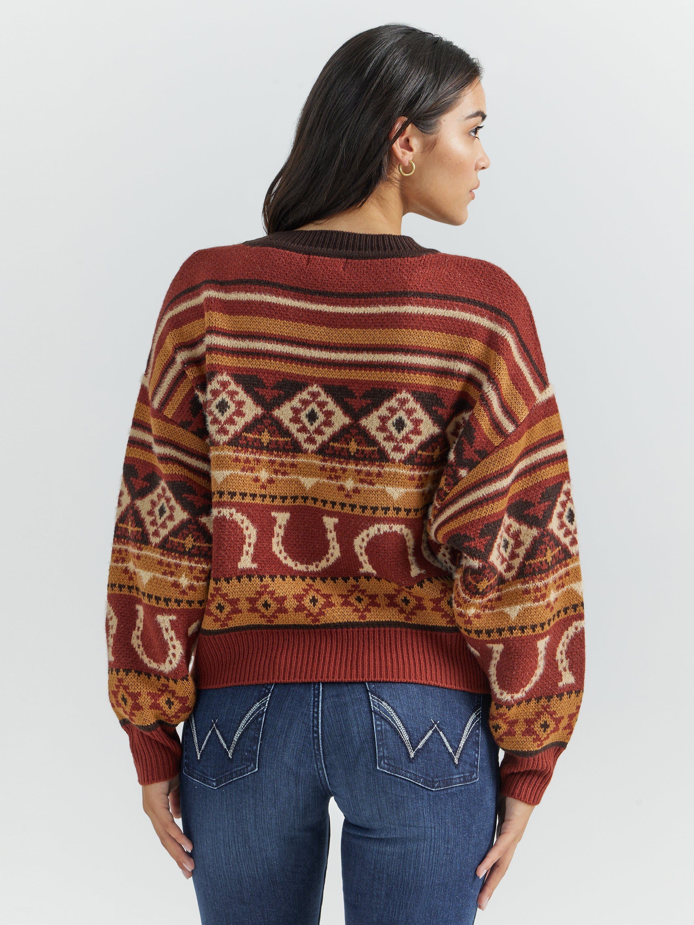 Wrangler Retro® Punchy Crew Sweater - Burgundy/Brown