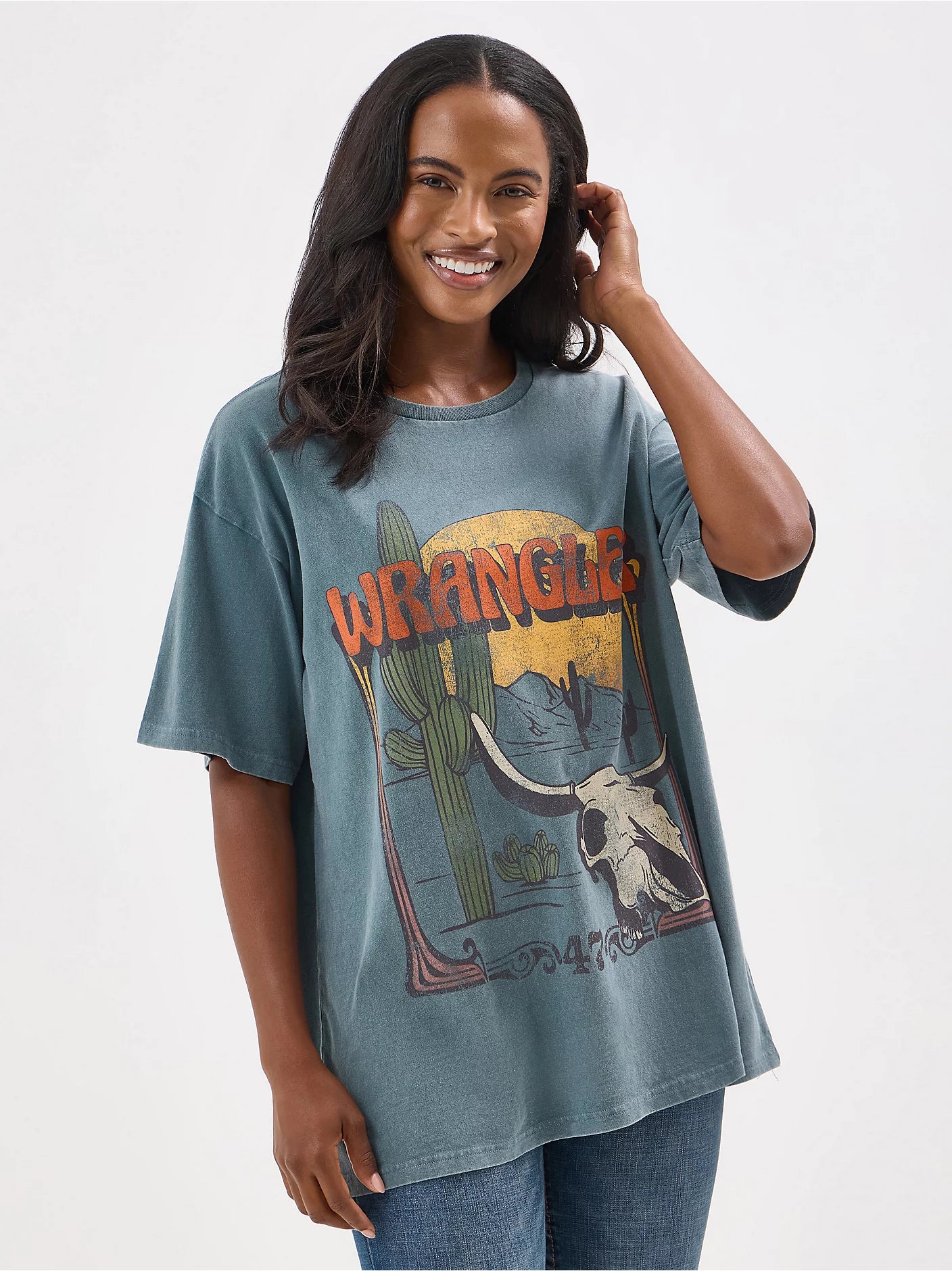 Wrangler® Graphic Short Sleeve T-Shirt - Oversized Fit - Goblin Blue