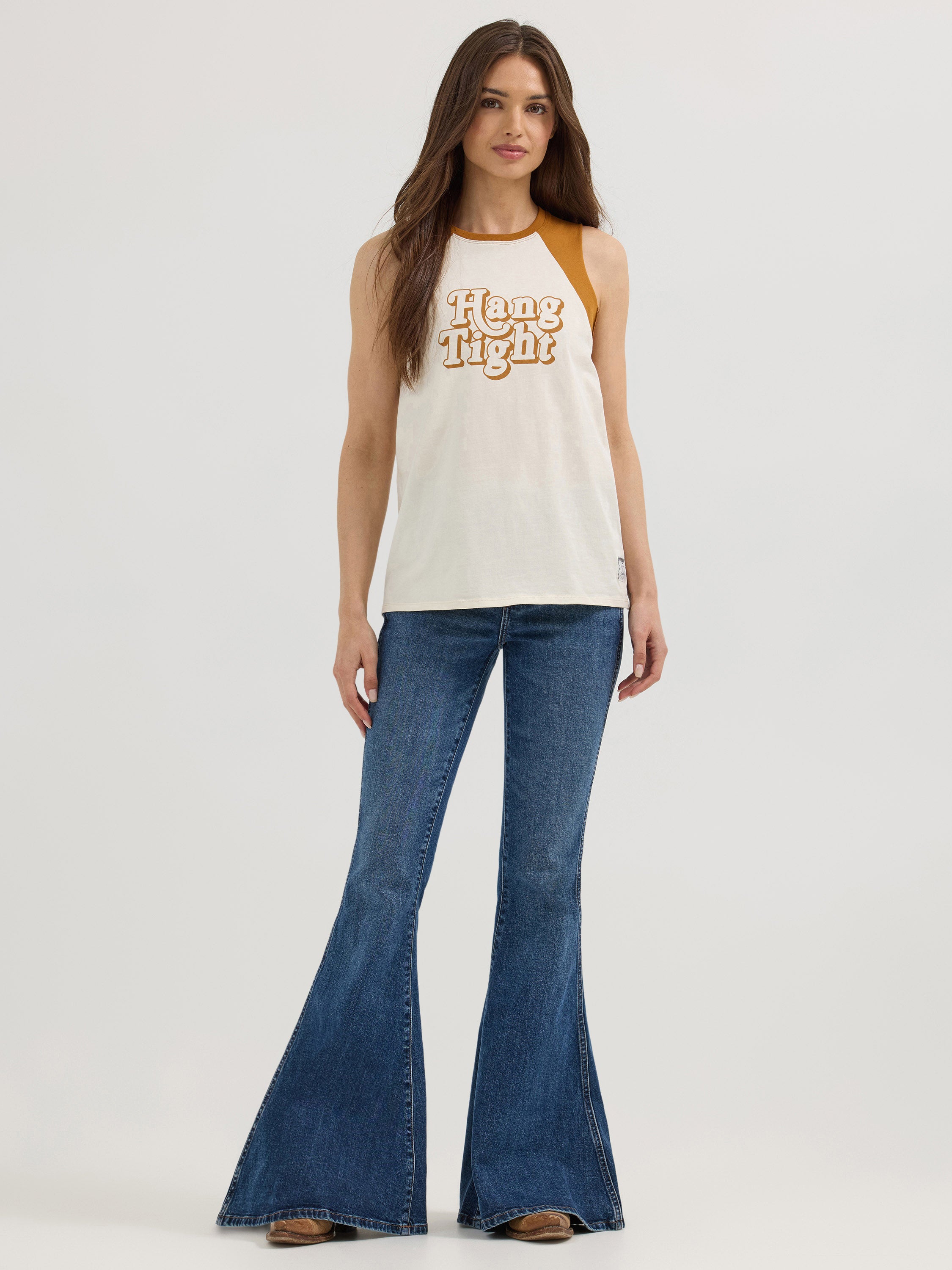 Lainey Wilson Hang Tight Tank - Egret/Cathay Spice