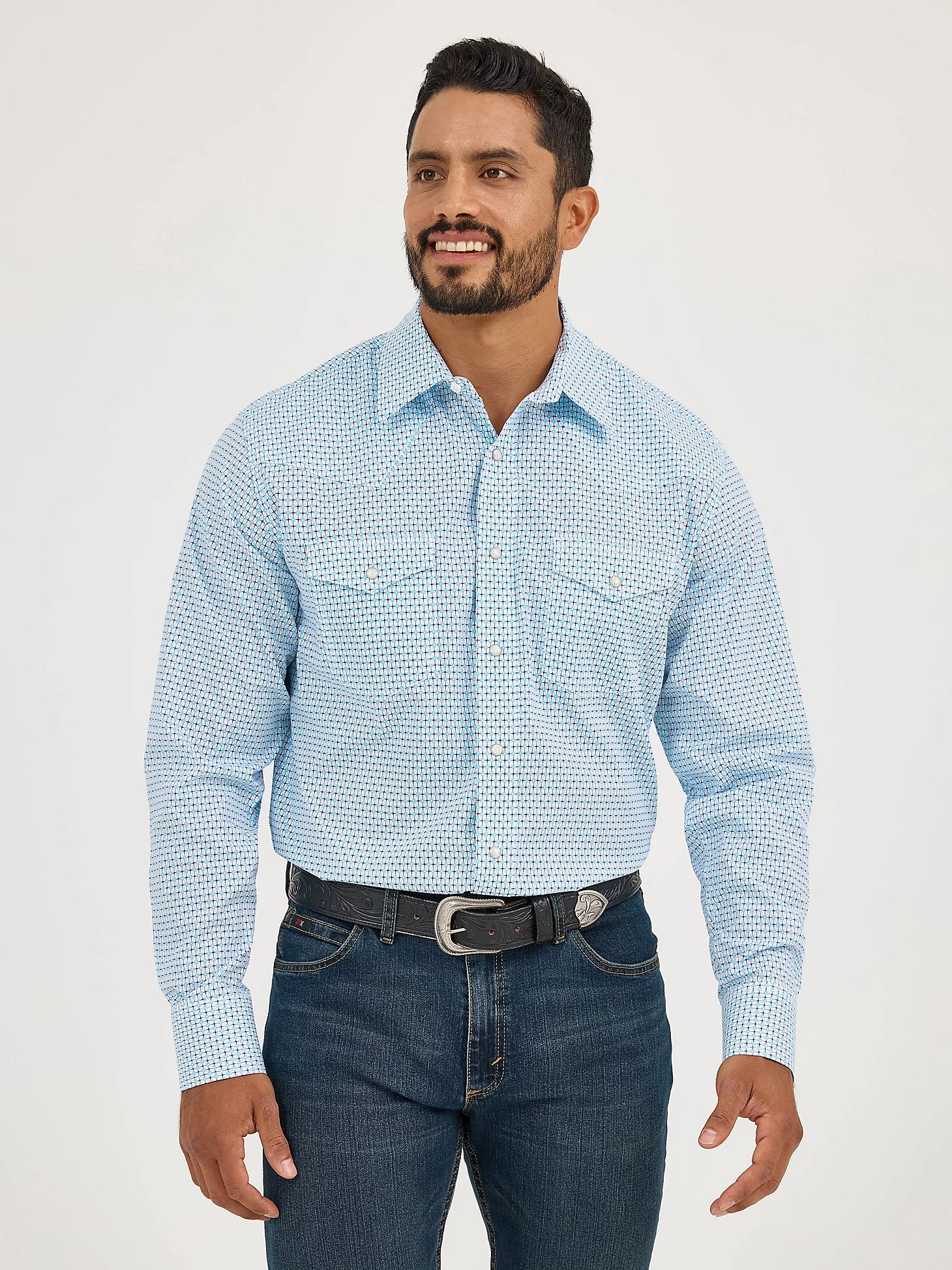 112365390 - Wrangler® 20X® Competition Advanced Comfort Long Sleeve Shirt - Classic Fit - Turquoise