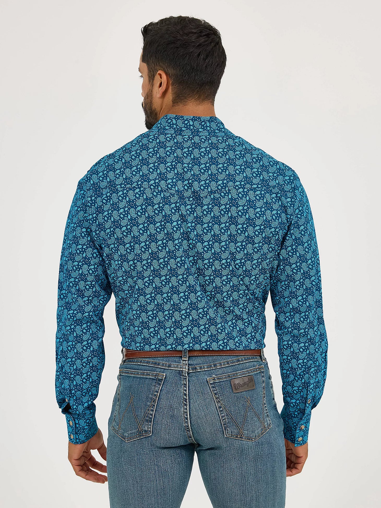 Chemise à manches longues Wrangler® 20X® Advanced Comfort - Coupe classique - Motif cachemire turquoise