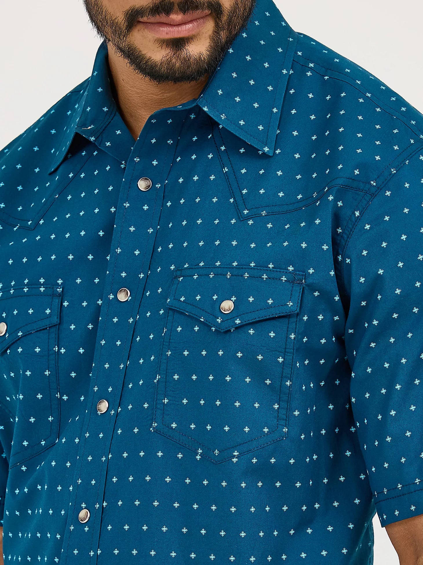 Chemise à manches courtes Wrangler® 20X® Advanced Comfort - Coupe classique - Turquoise Cross
