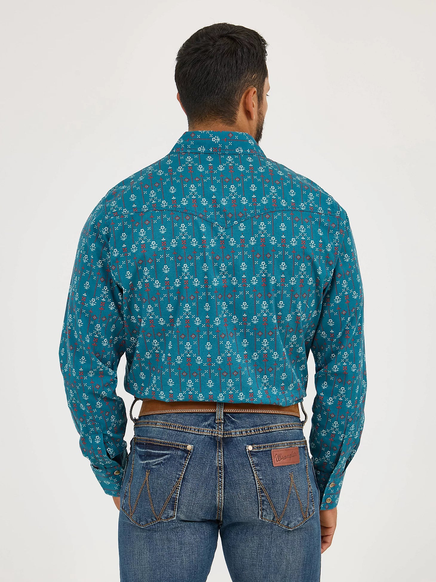 Chemise à manches longues Wrangler Retro® Premium - Coupe moderne - Motif floral turquoise