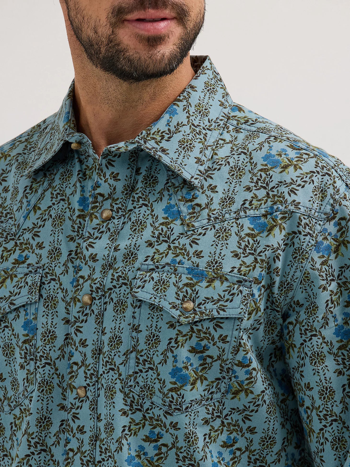 Chemise à manches longues Wrangler Retro® Premium – Coupe moderne – Bleu Jewel