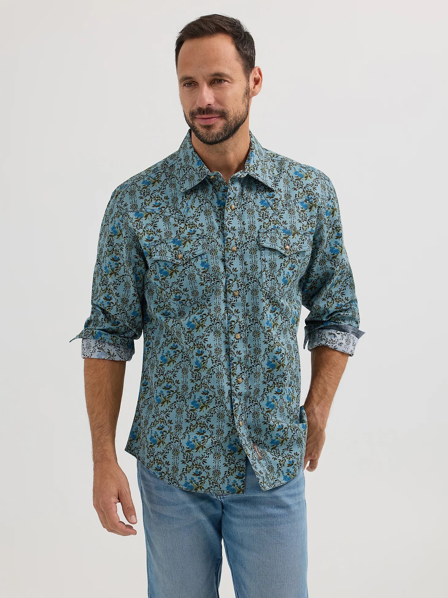Chemise à manches longues Wrangler Retro® Premium – Coupe moderne – Bleu Jewel