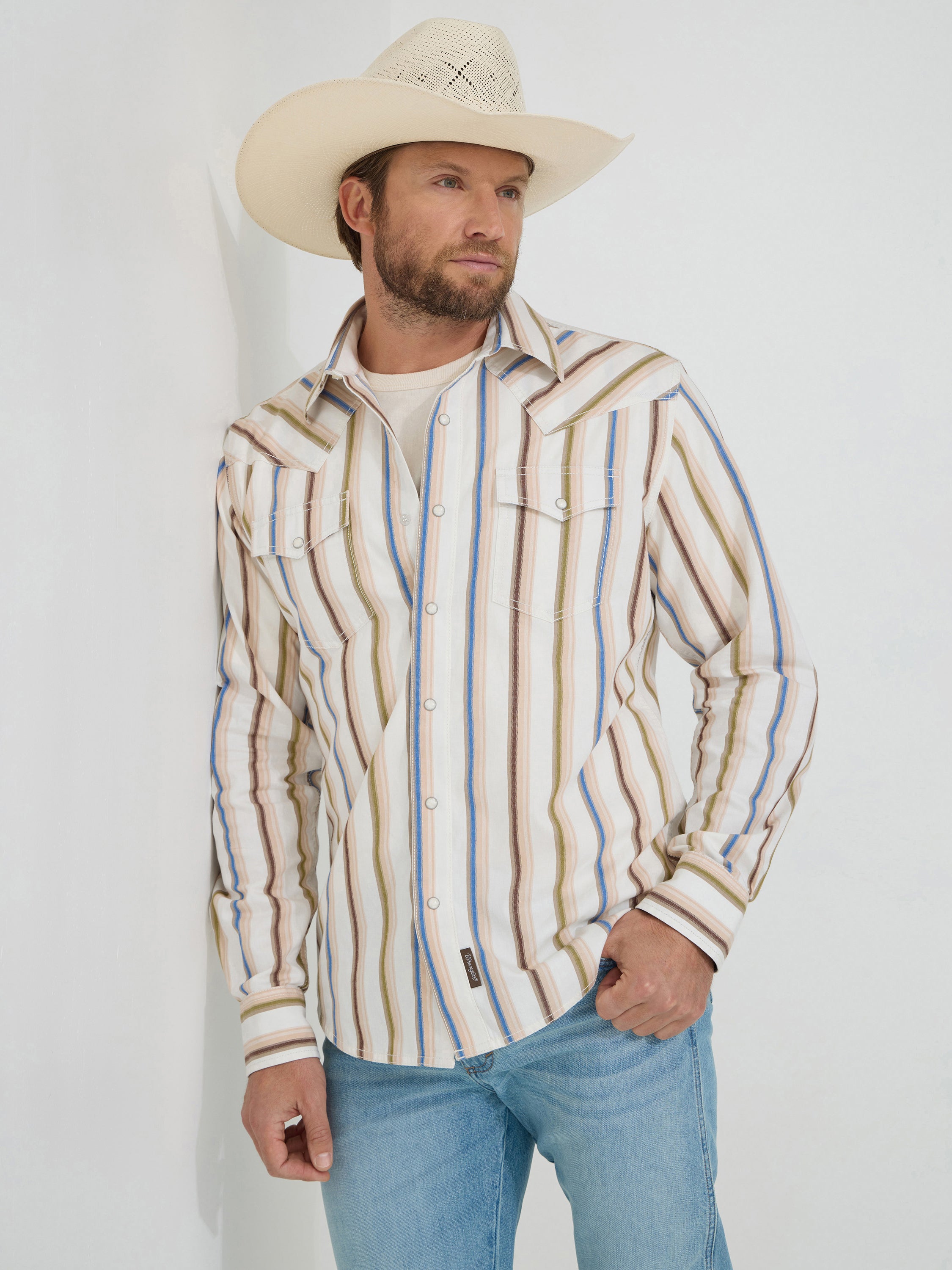 Chemise à manches longues Wrangler Retro® Premium - Coupe moderne - Rayures multicolores
