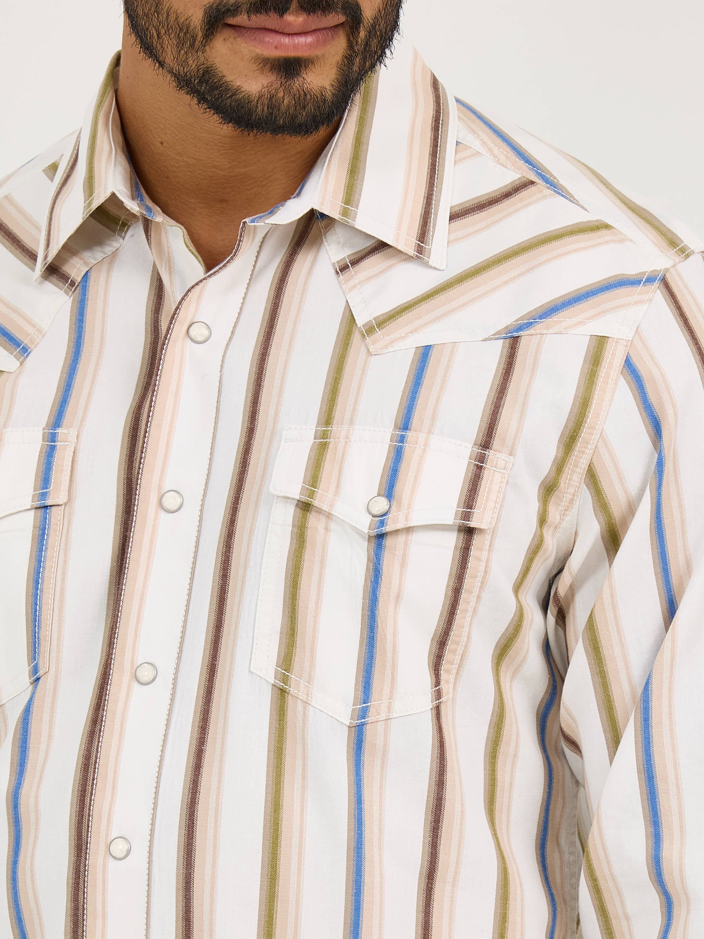 Chemise à manches longues Wrangler Retro® Premium - Coupe moderne - Rayures multicolores