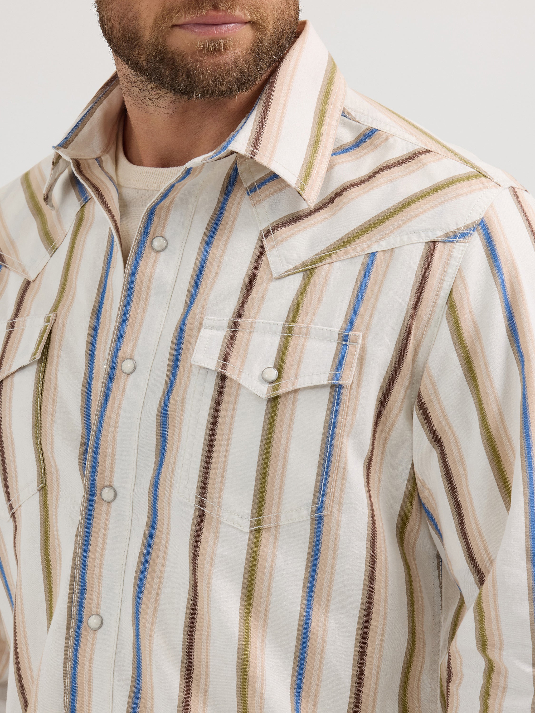 Chemise à manches longues Wrangler Retro® Premium - Coupe moderne - Rayures multicolores