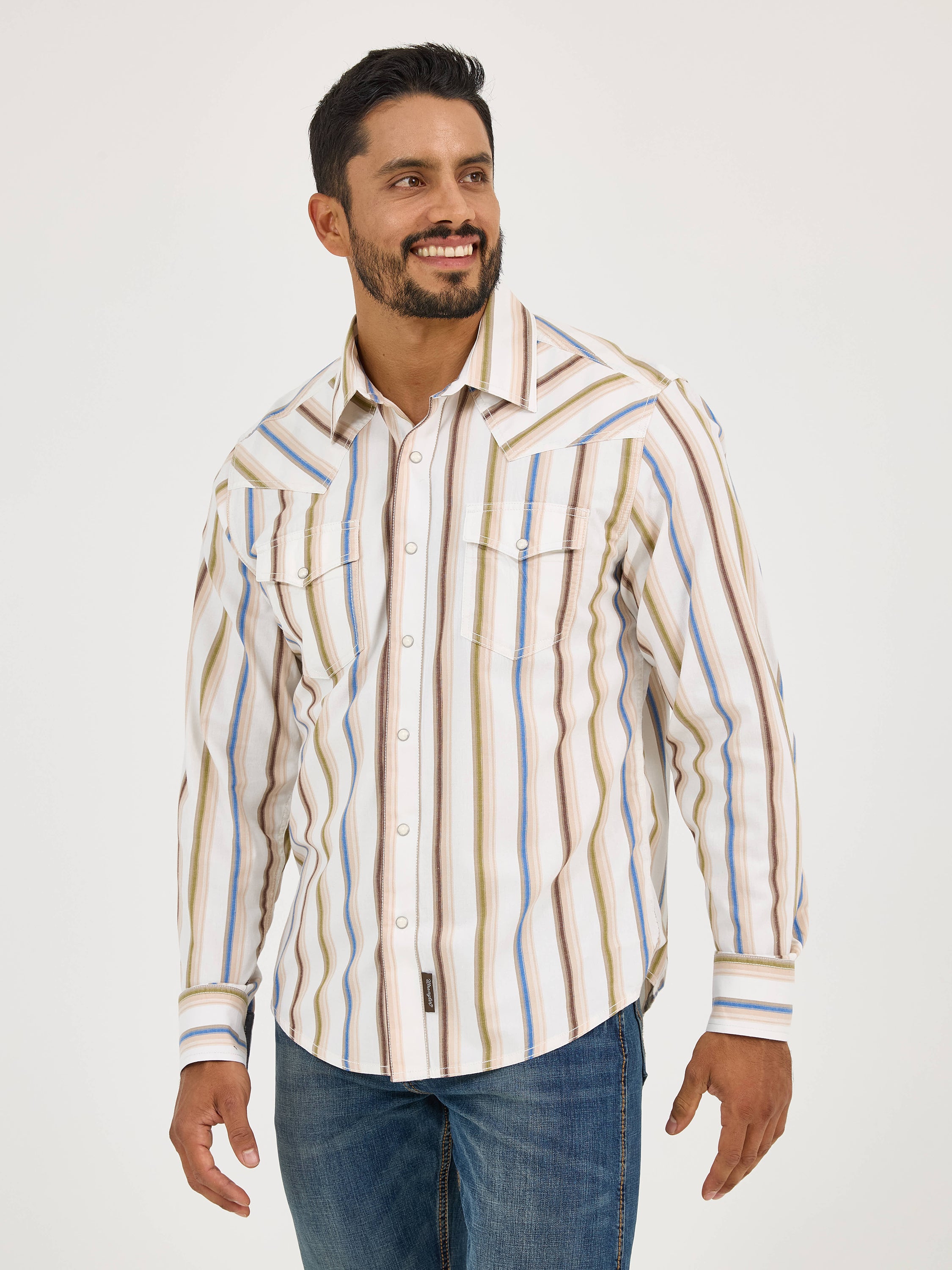 Chemise à manches longues Wrangler Retro® Premium - Coupe moderne - Rayures multicolores