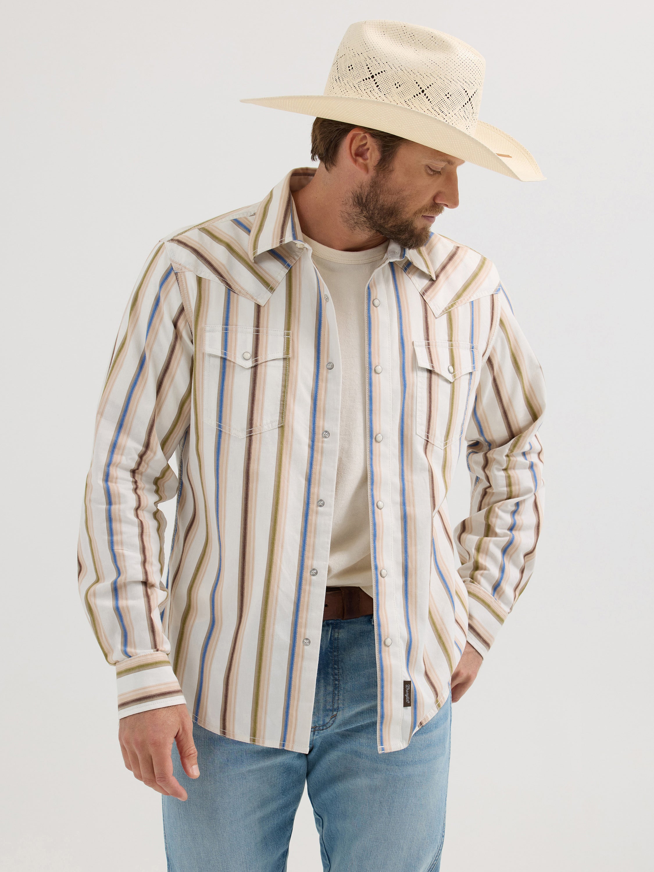 Chemise à manches longues Wrangler Retro® Premium - Coupe moderne - Rayures multicolores